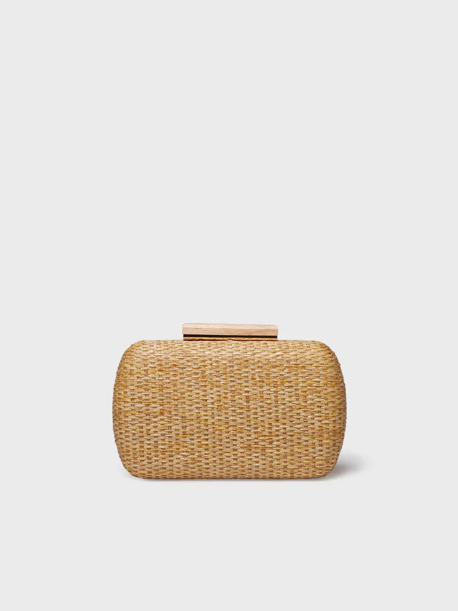 Toni Pons Gaita pochette raphia naturel doublure satin