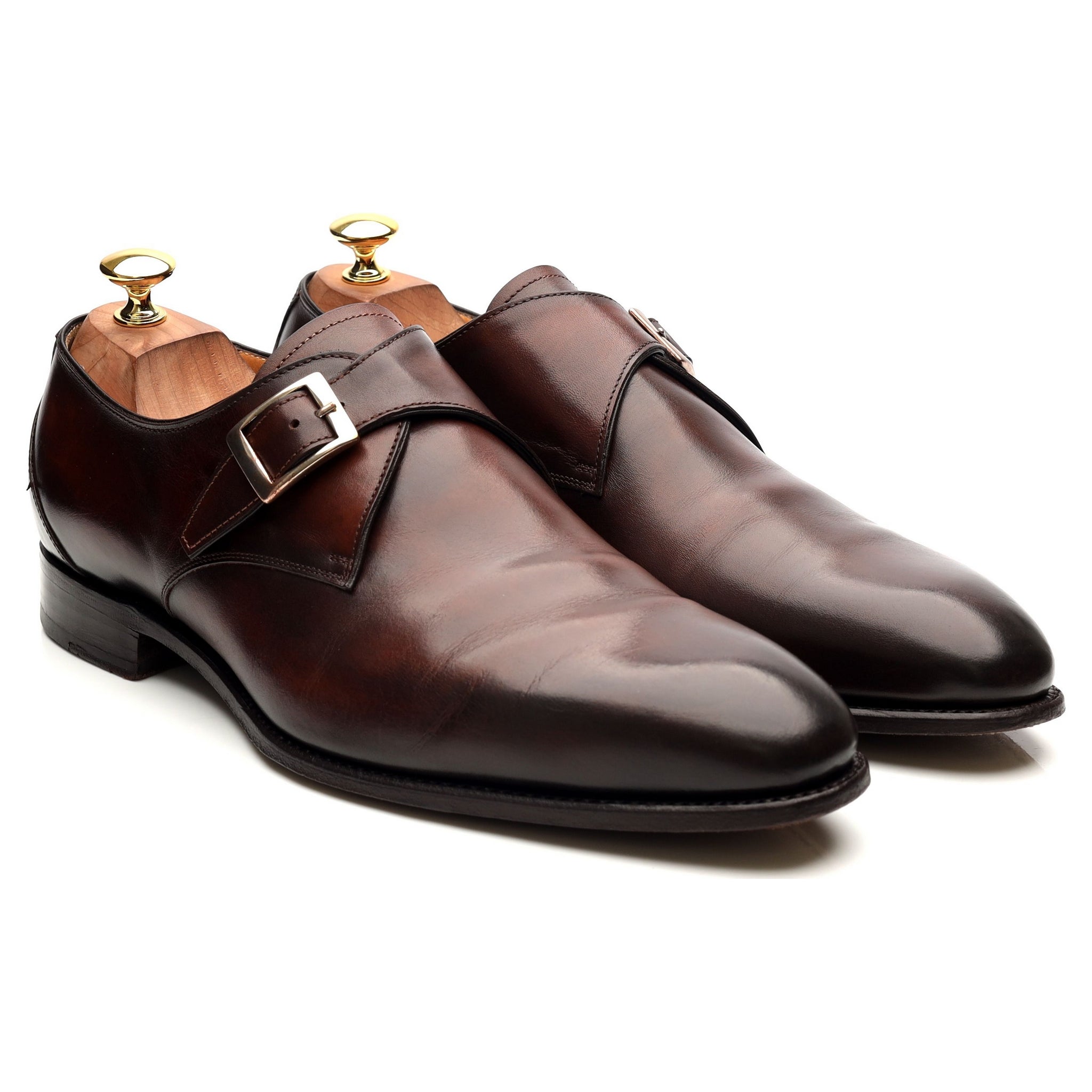 Carlos Santos Gareth chaussures monk cuir marron UK 9,5