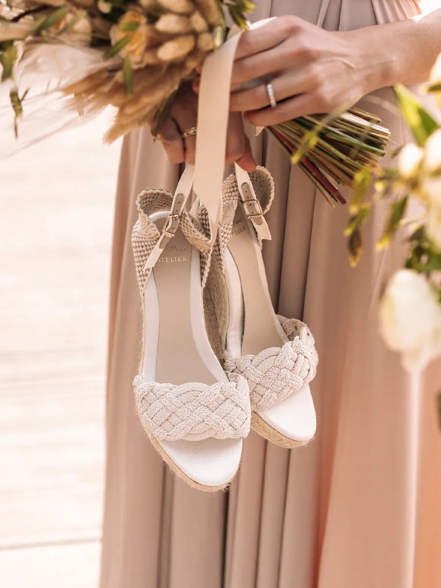 Toni Pons Castres espadrilles mariée satin talon 7 cm