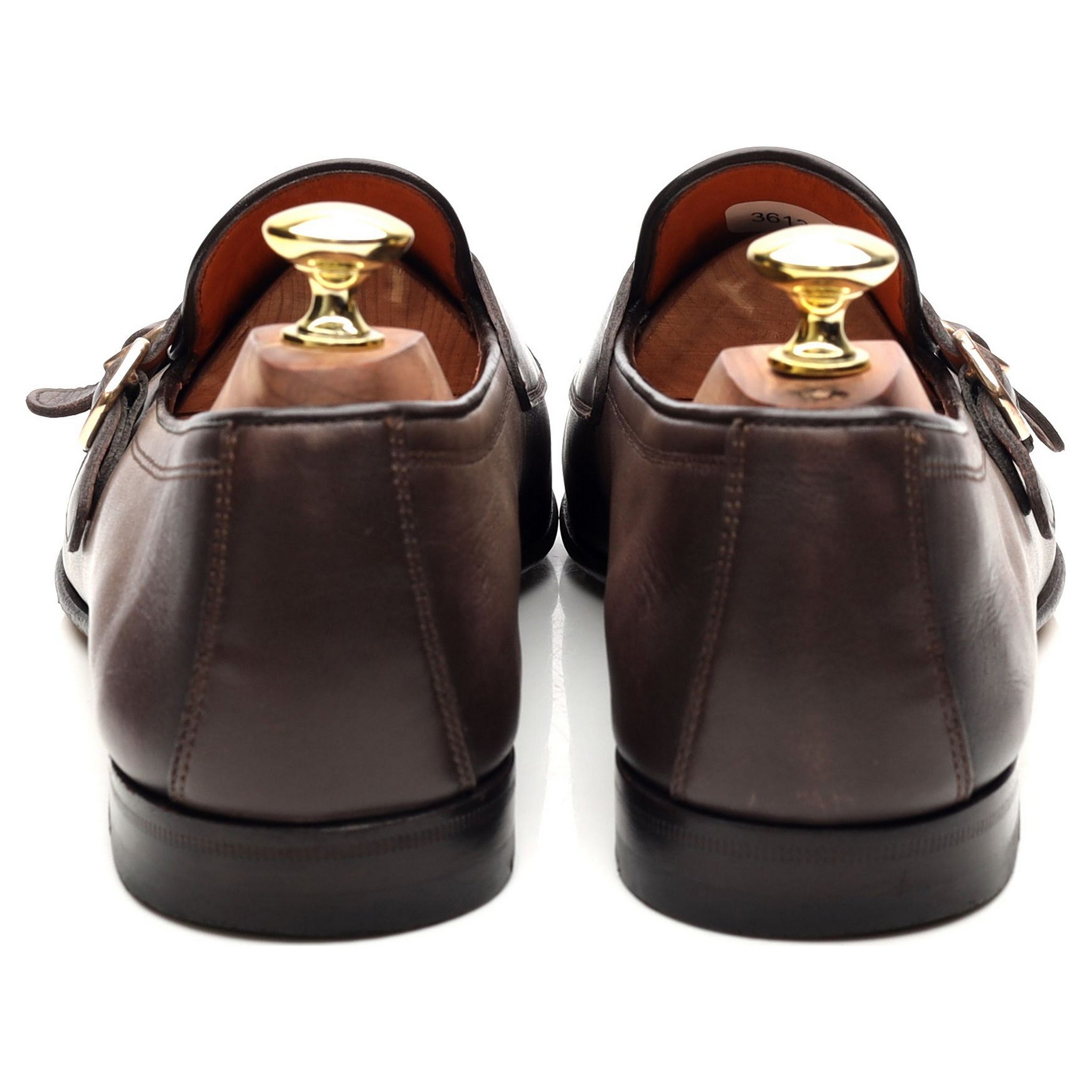 Santoni derbies double boucle cuir gris UK 7.5