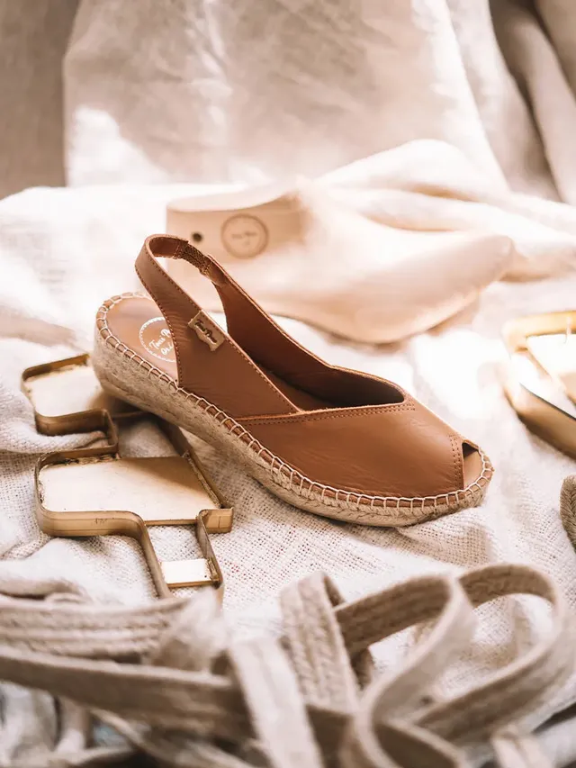 Toni Pons Bernia-P espadrille compensée cuir bout ouvert