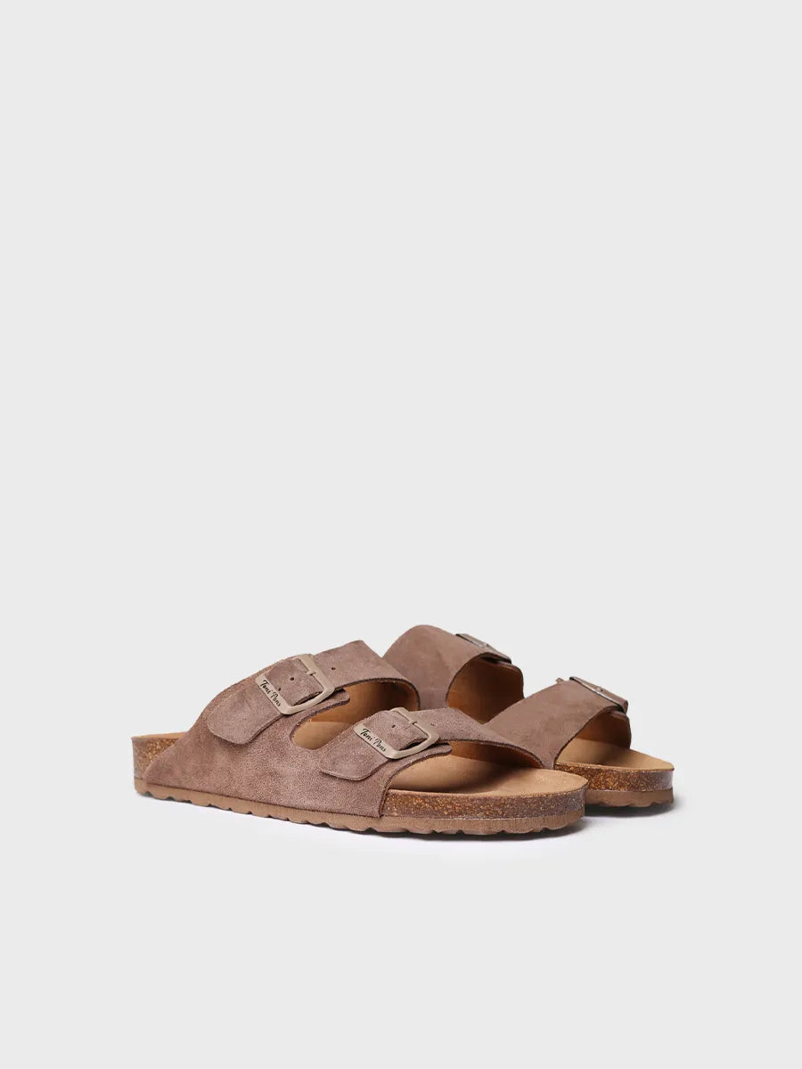Toni Pons Ger-QT sandale homme cuir taupe boucles