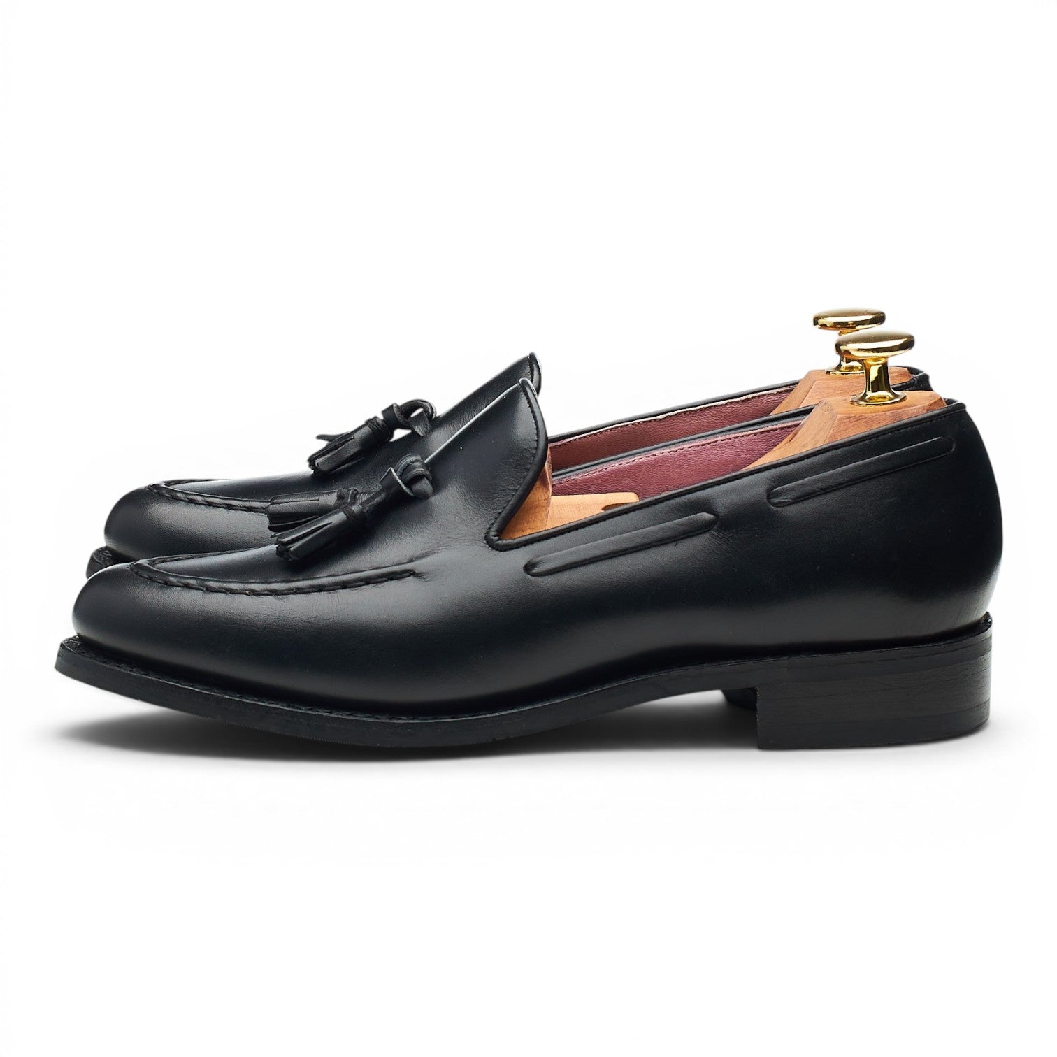 Barker Sienna mocassin cuir noir pompons 5 UK