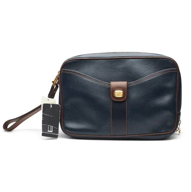 Dunhill trousse de toilette cuir grainé bleu marine