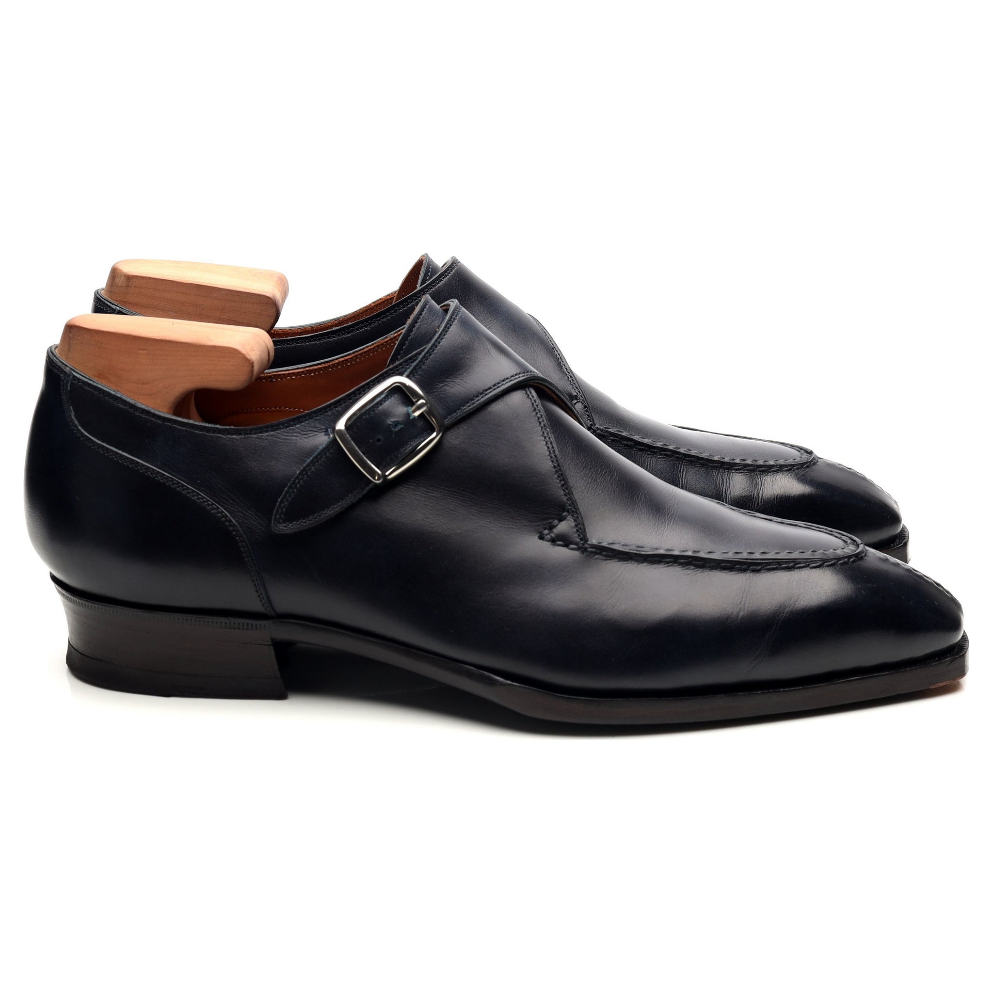 Timber Lee III monk strap cuir bleu marine UK 7.5