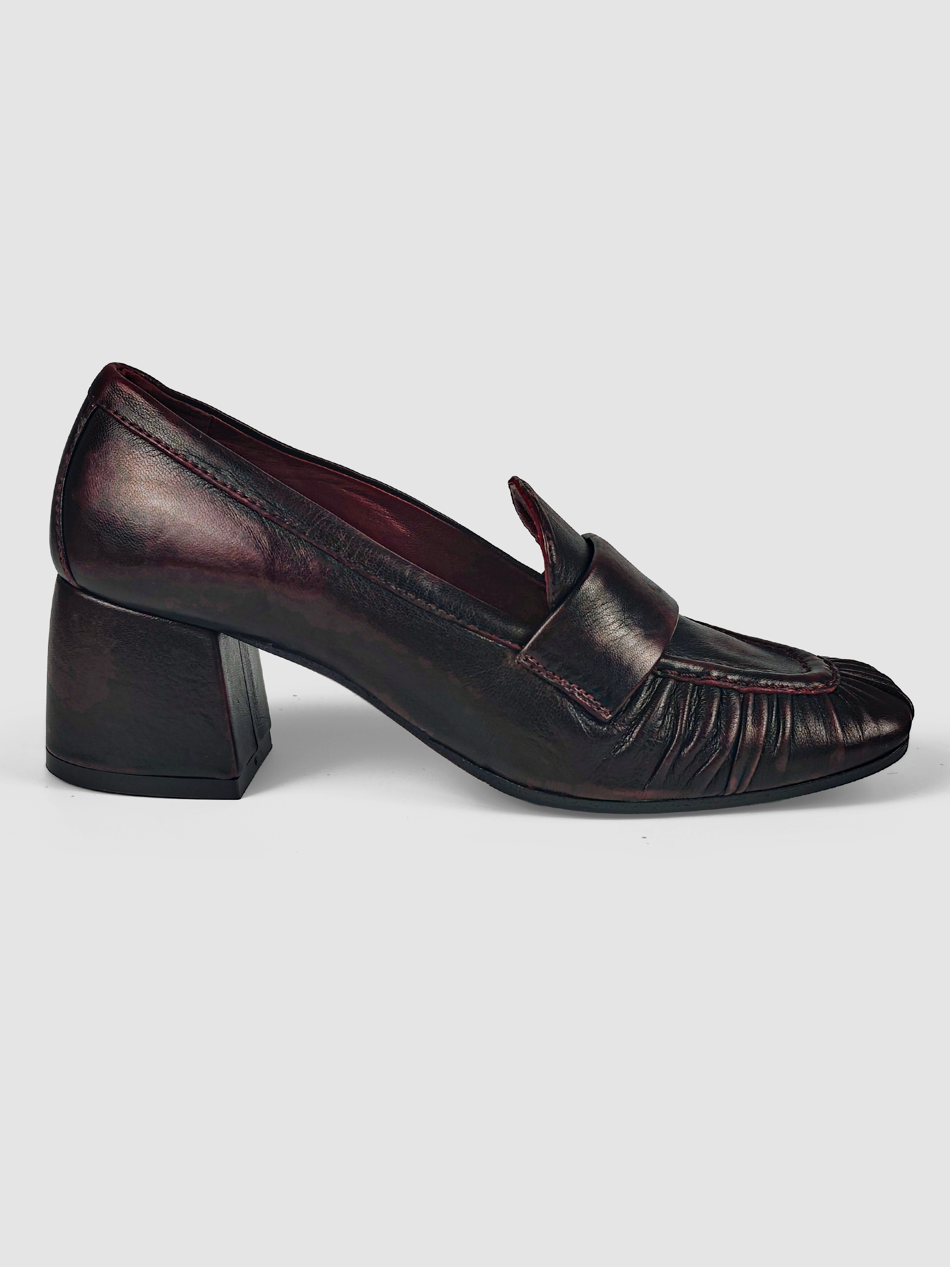 Lorena Paggi Nappa Sfumata mocassin cuir bordeaux
