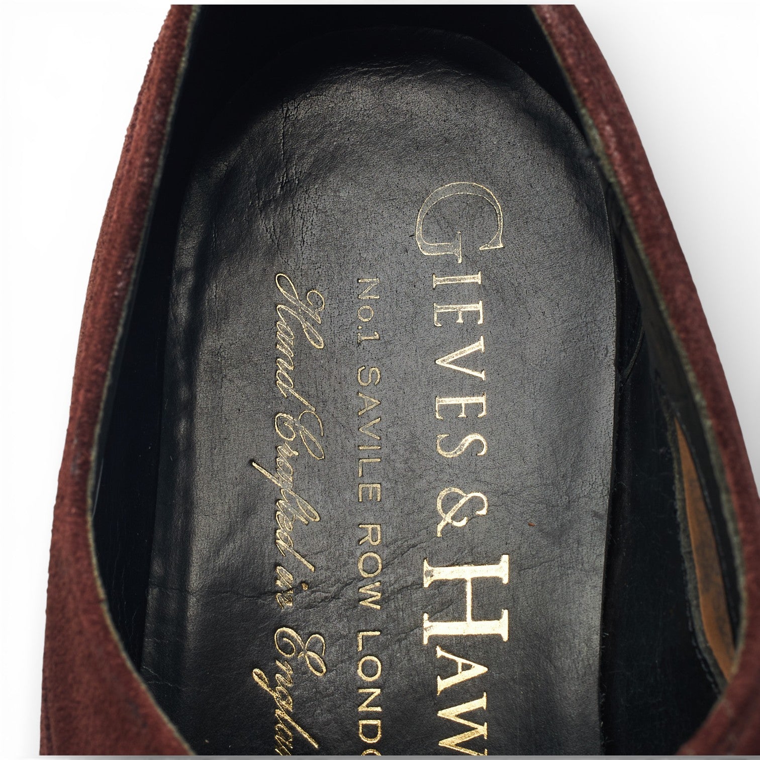 Gieves & Hawkes oxford daim bordeaux UK 8 bout droit