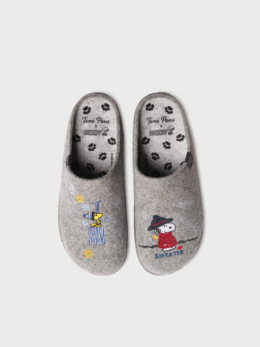 Toni Pons Charlie pantoufles feutre homme broderie Snoopy