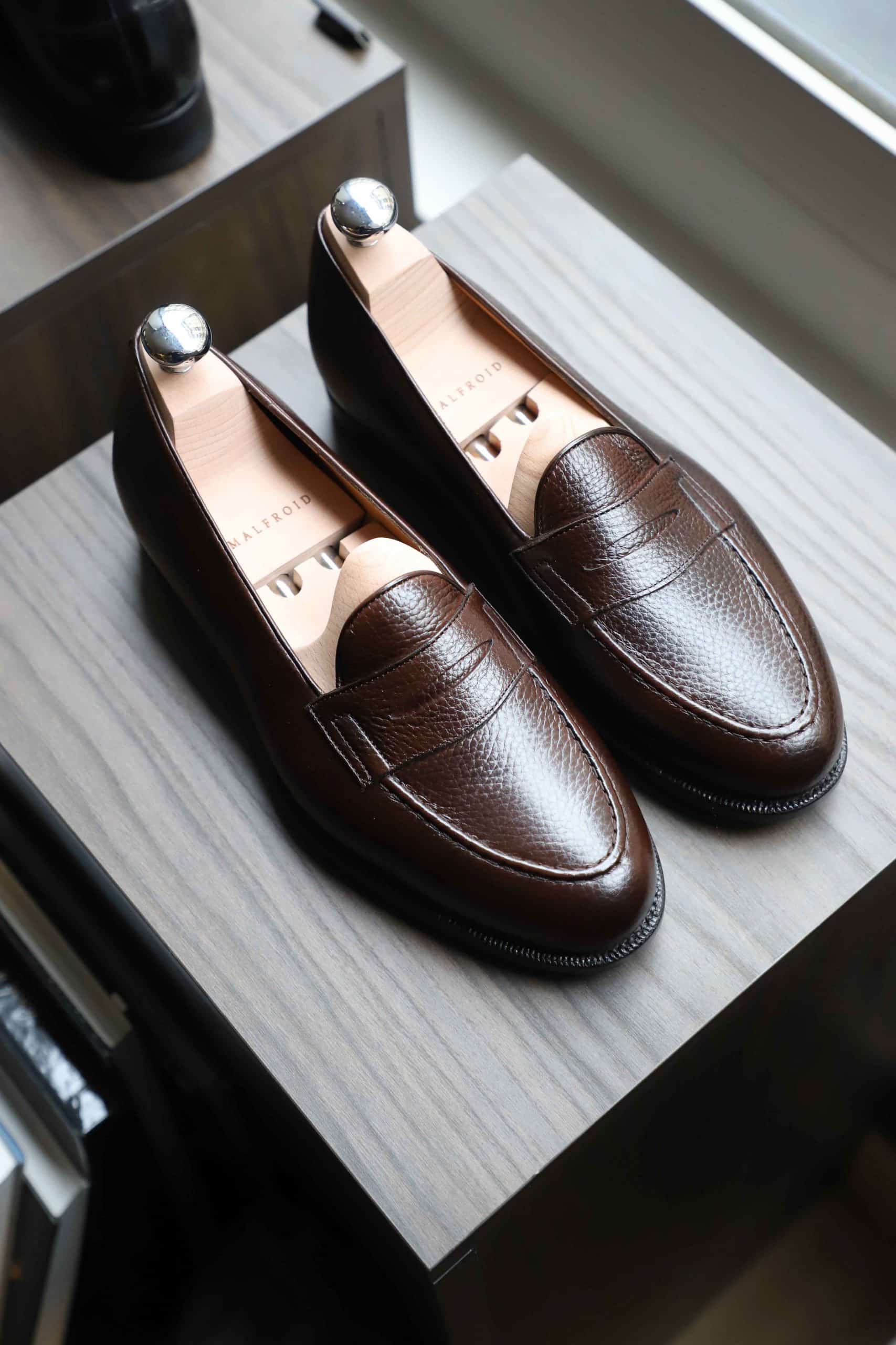 Malfroid Newport mocassin penny veau grainé France
