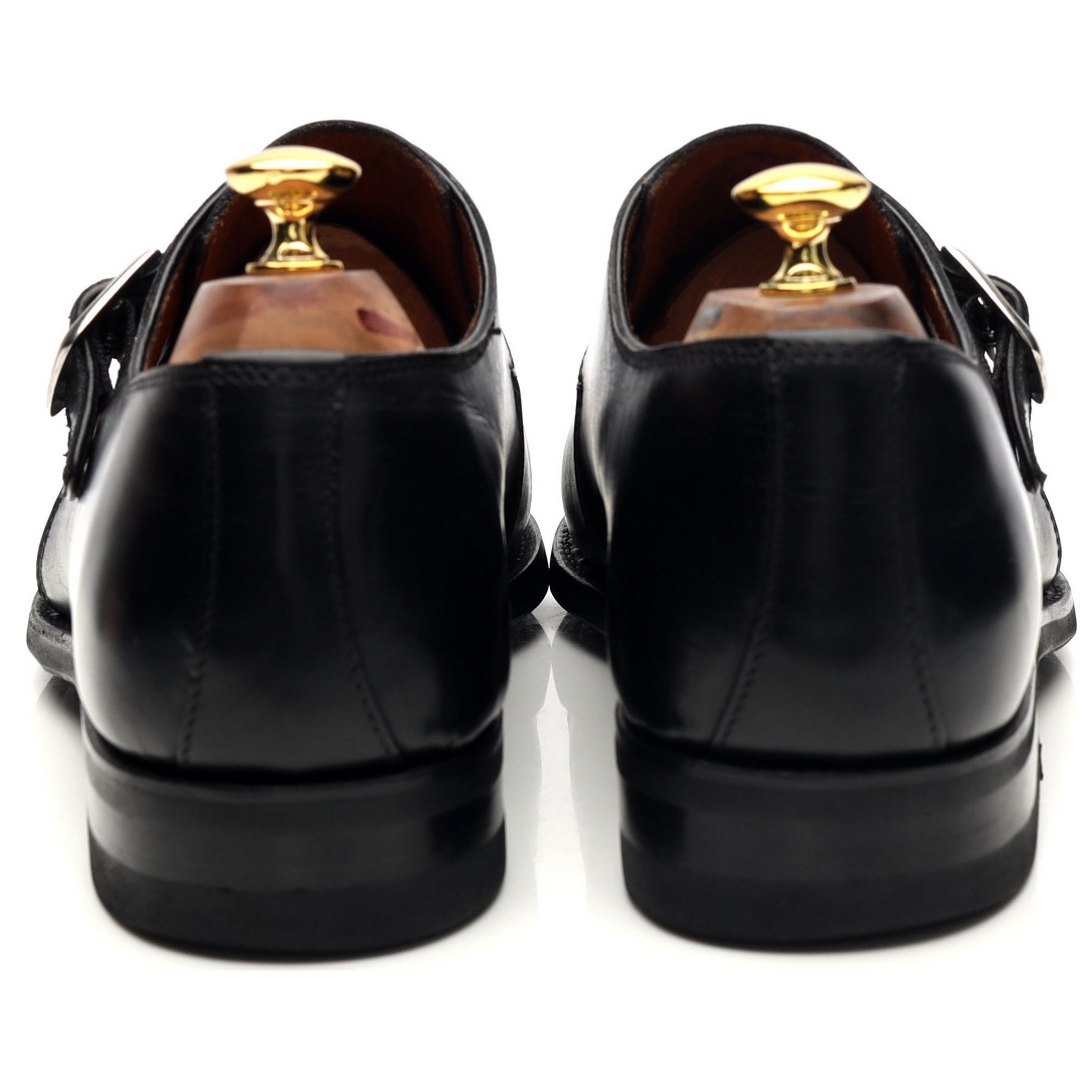 Bontoni chaussures monk boucle cuir noir UK 12