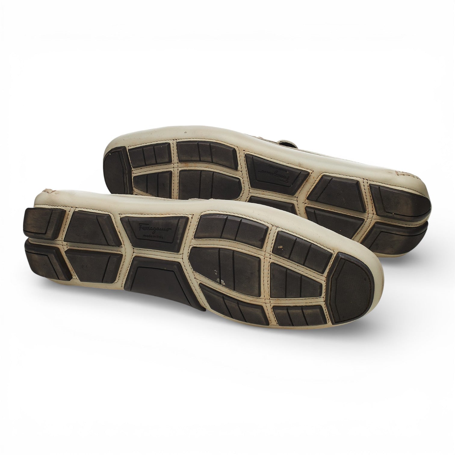 Salvatore Ferragamo Gancini mocassin cuir crème 11.5