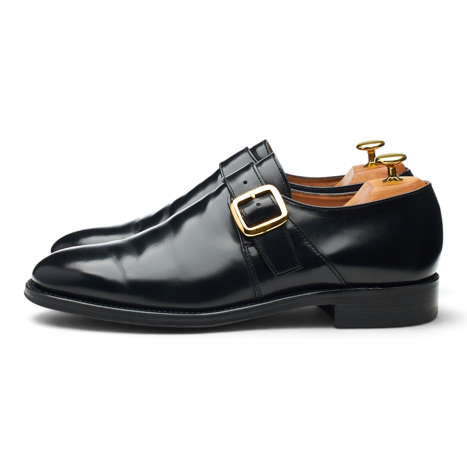 Loake Paisley chaussures monk cuir noir boucle UK 8