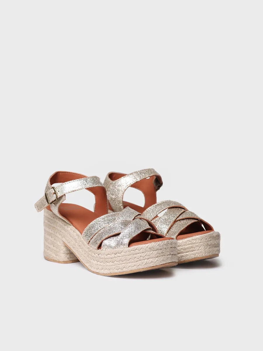Toni Pons Ainoa espadrille cuir platino talon 7 cm