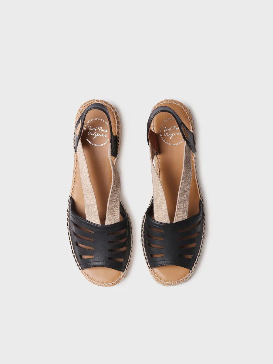 Toni Pons Dima espadrille cuir noire talon 5,5 cm