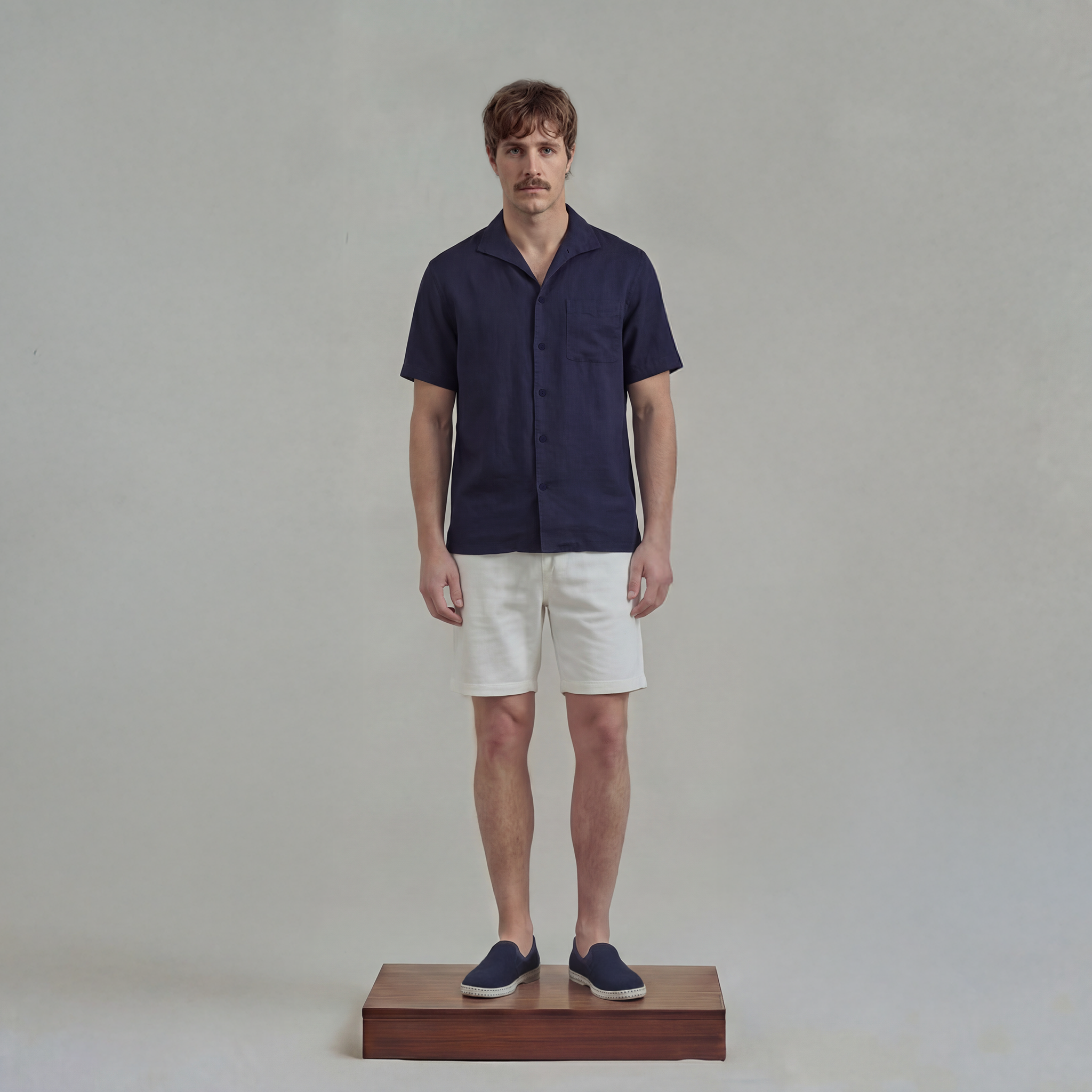 Rivieras Canaries chemise lin marine manches courtes