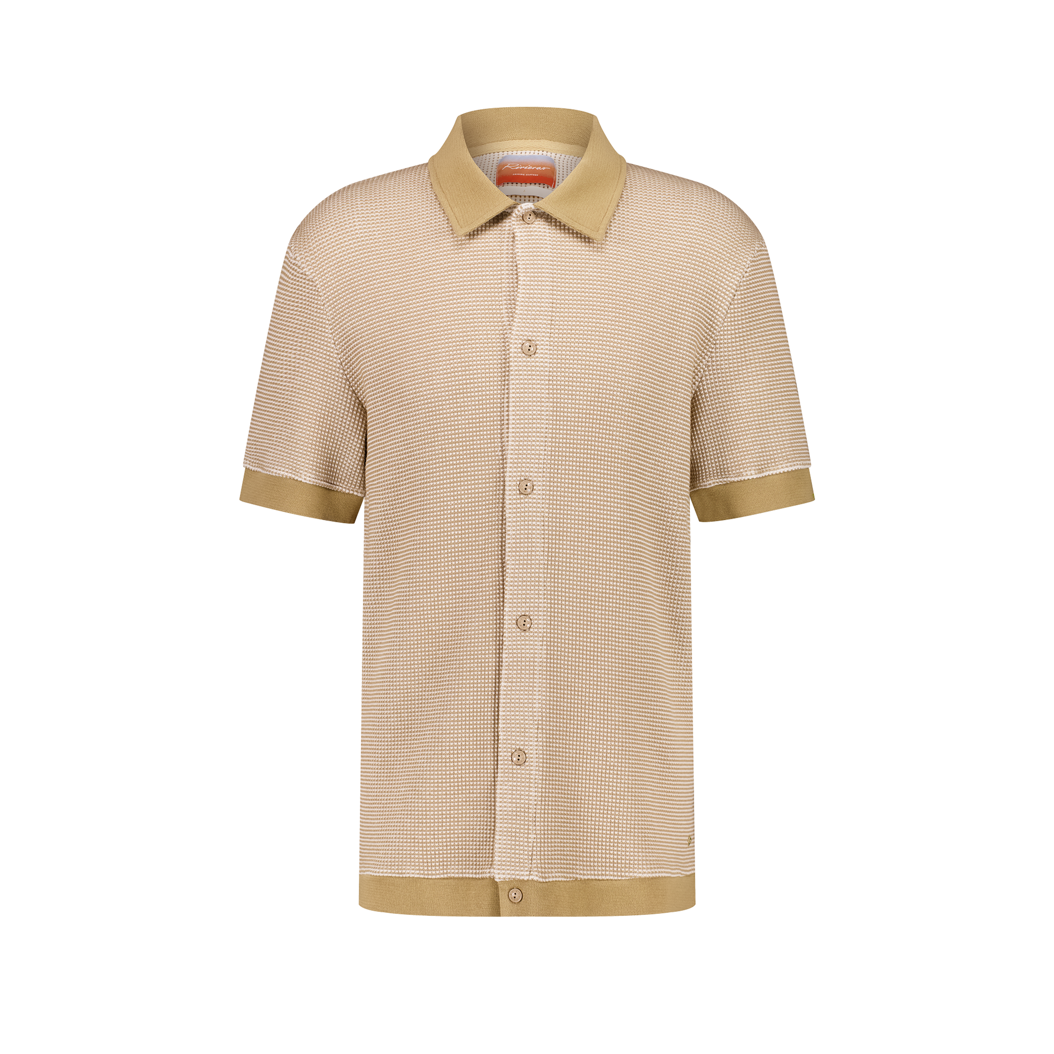 Rivieras Nid d'Abeille Bicolore chemise beige manches courtes