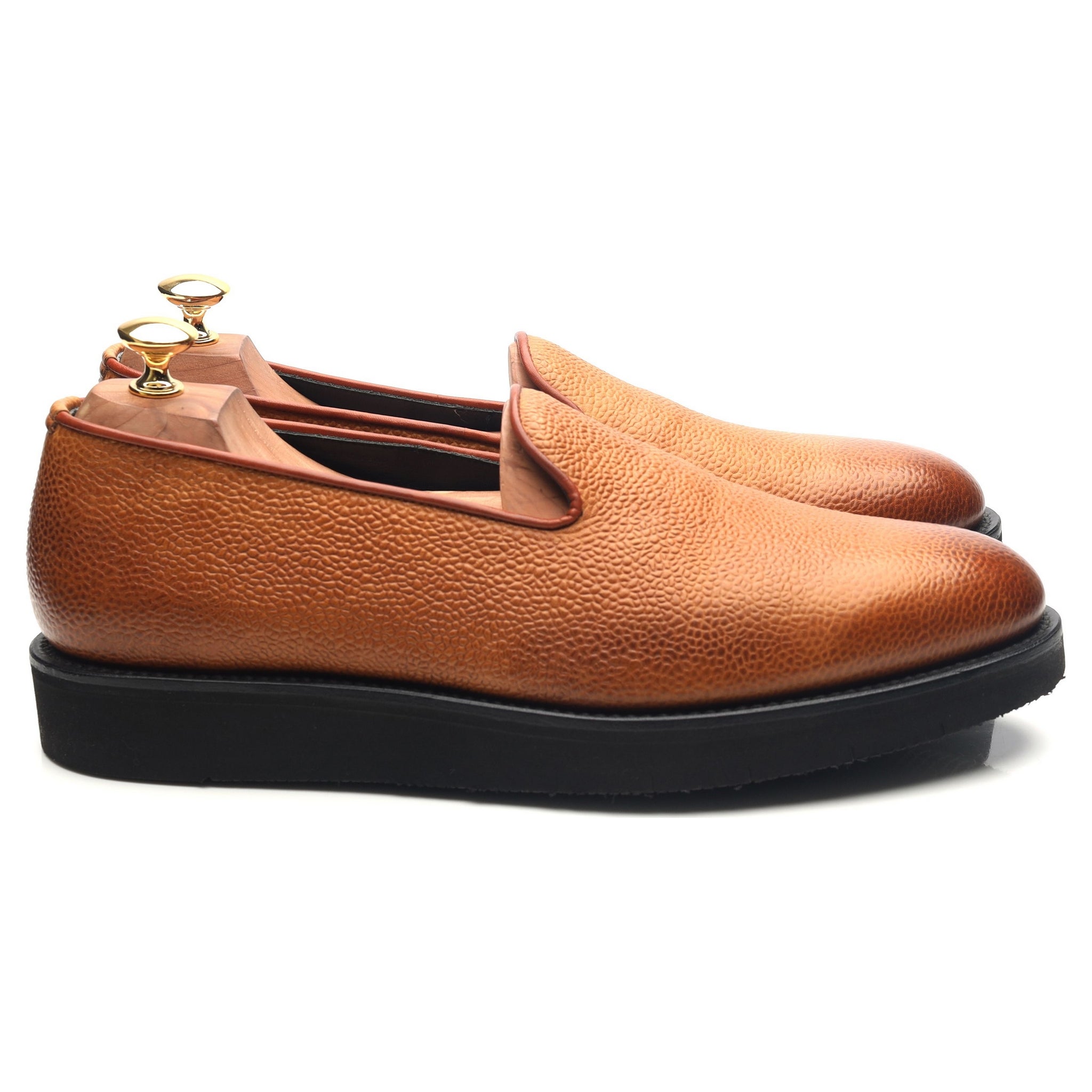 Hardy Amies mocassins cuir grainé marron UK 10