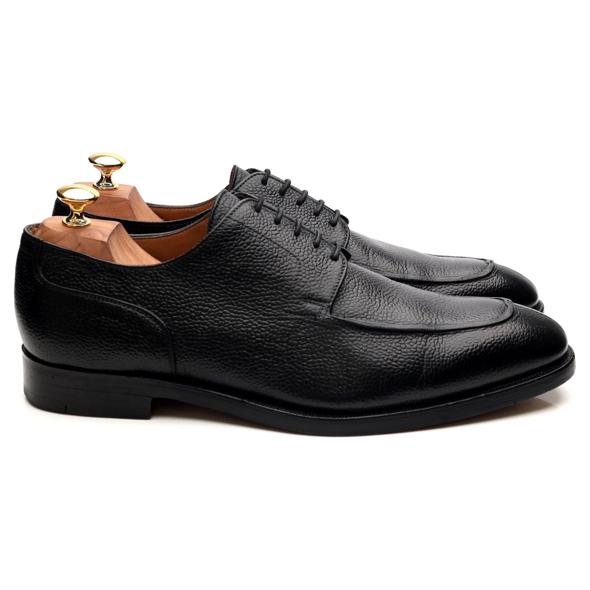 New & Lingwood derby cuir grain noir UK 10.5 large