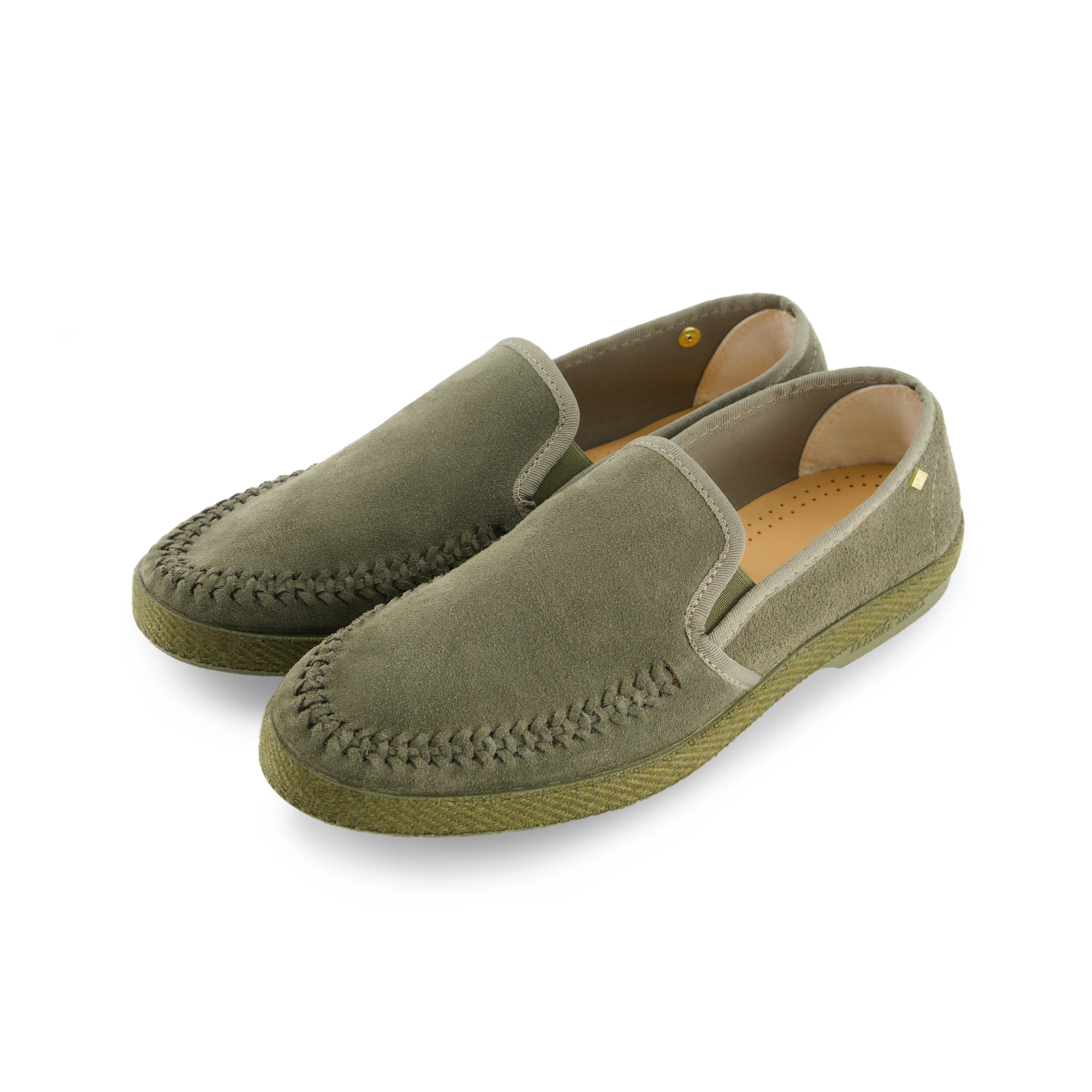 Rivieras Classic Suede Tressé Kaki espadrilles cuir kaki