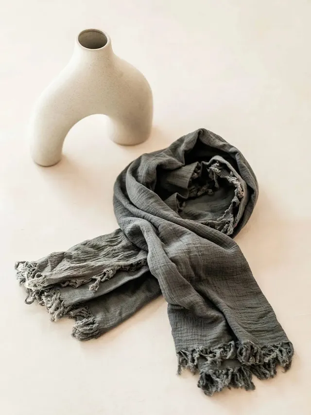 TONI PONS Fatima foulard coton gris 120 cm