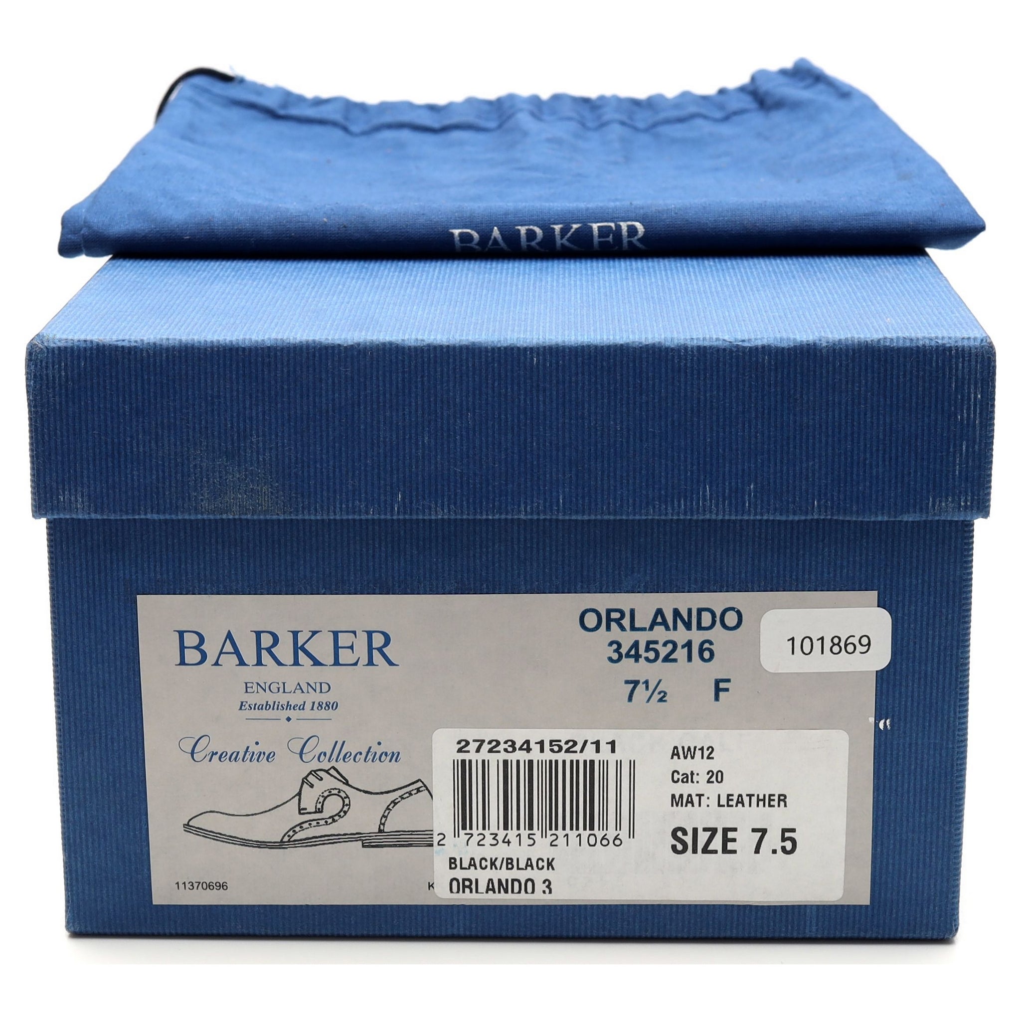 Barker Orlando Derby cuir noir pointure UK 7.5 cousu Goodyear