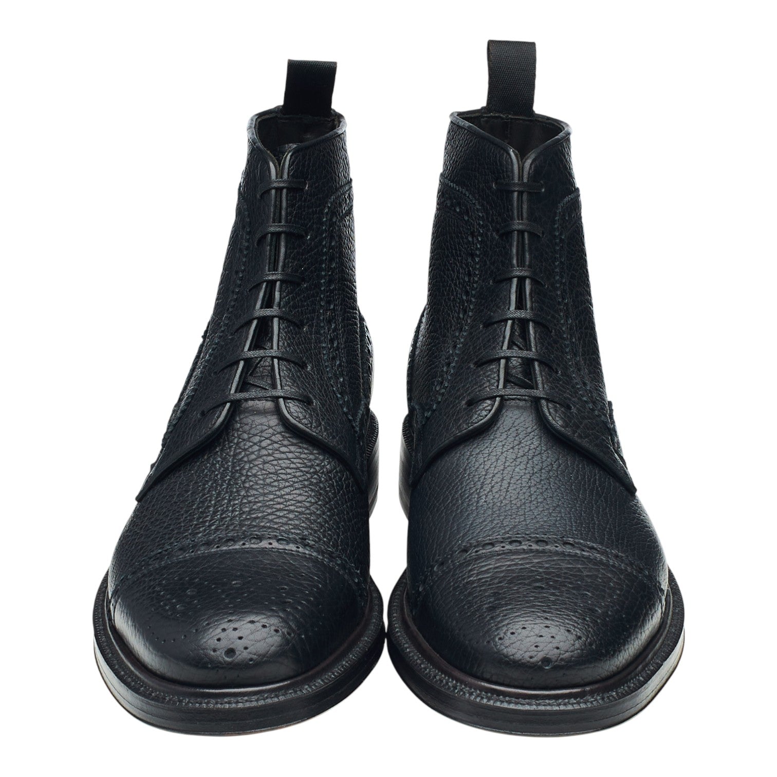 Brioni bottines brogues cuir bleu grainé UK 7