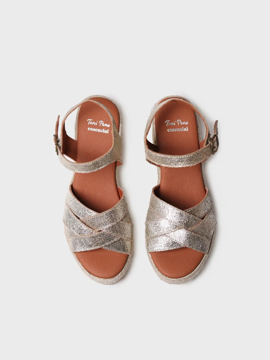 Toni Pons Ainoa espadrille cuir platino talon 7 cm