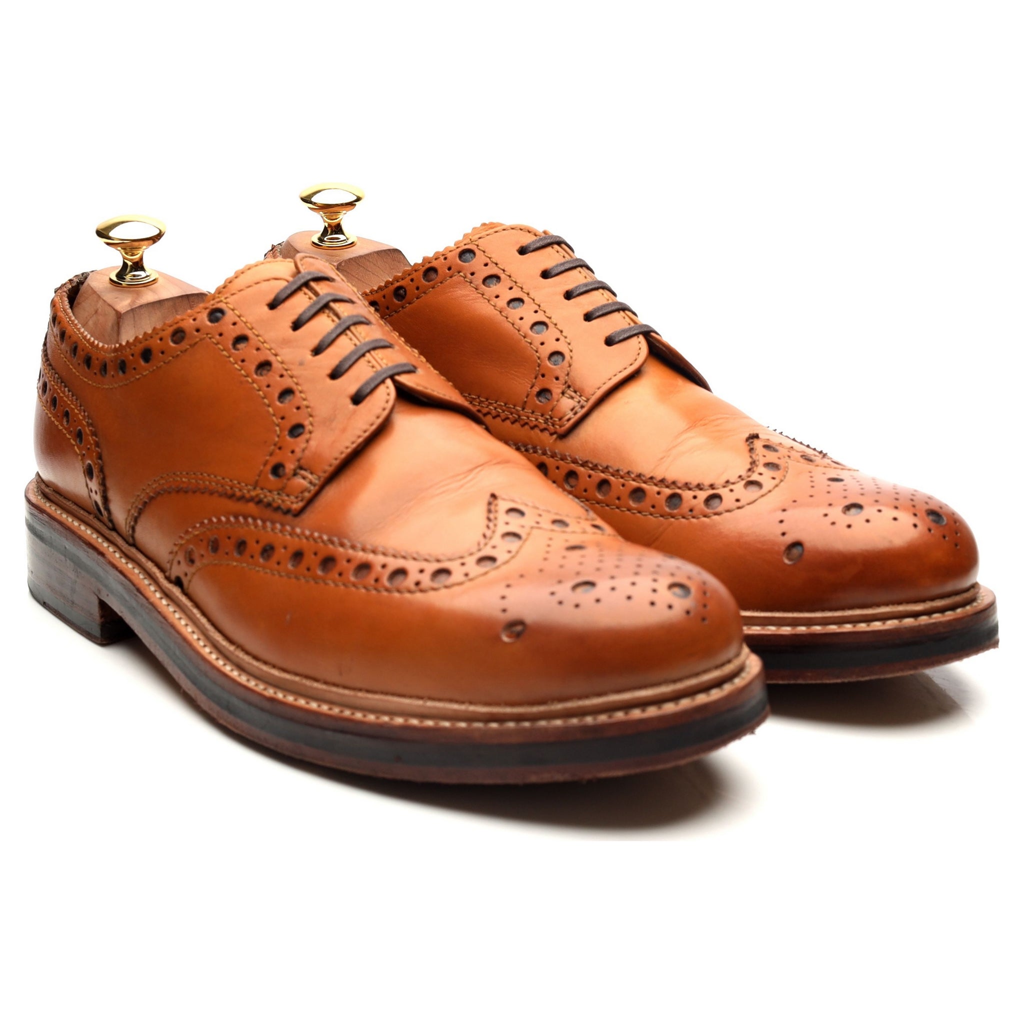 Grenson Archie derby brogues cuir camel UK 10 large