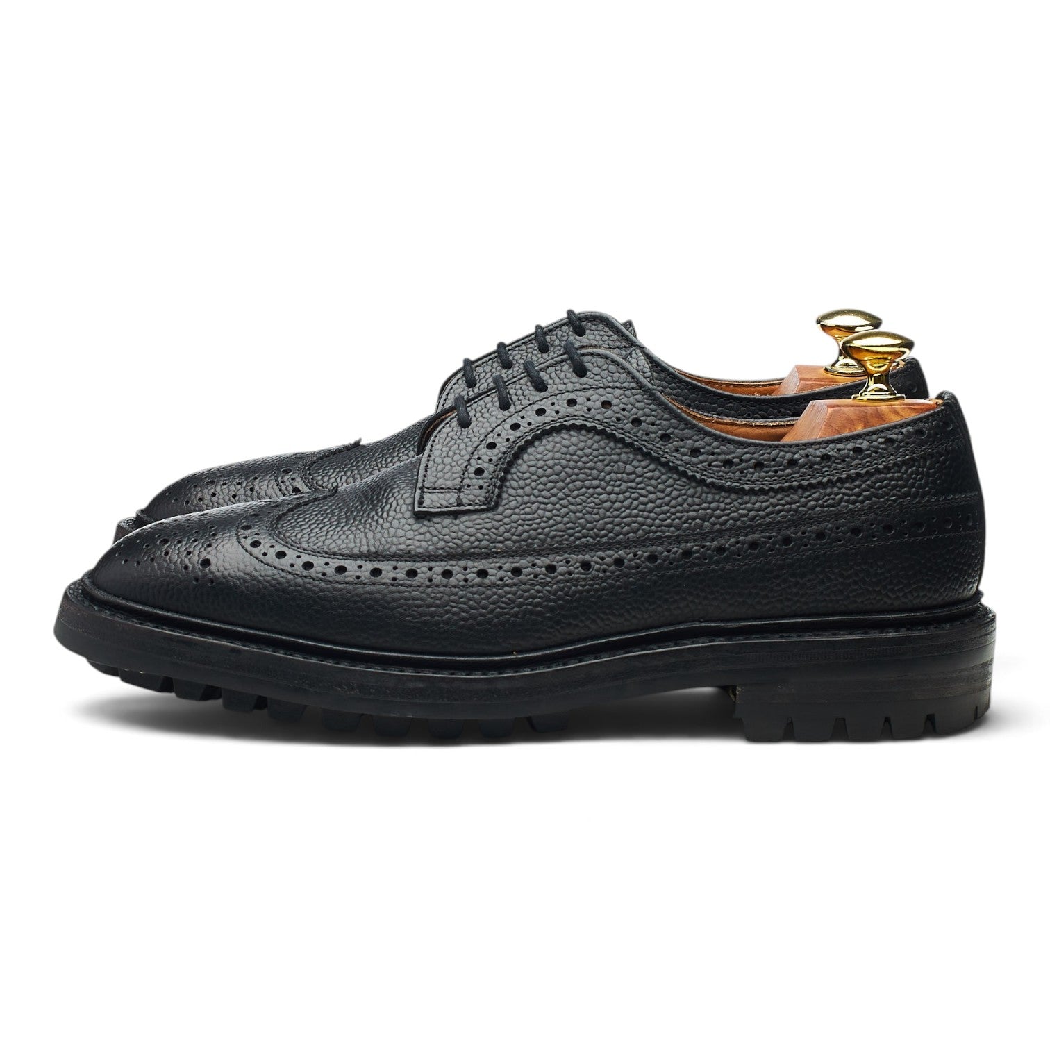 Tricker's derbies brogue cuir grainé noir UK 7