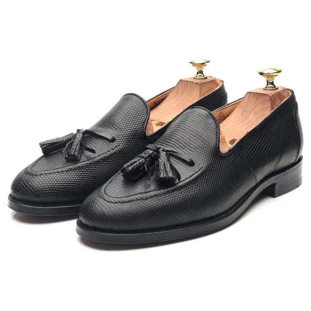 Tricker's mocassin cuir lézard noir UK 7