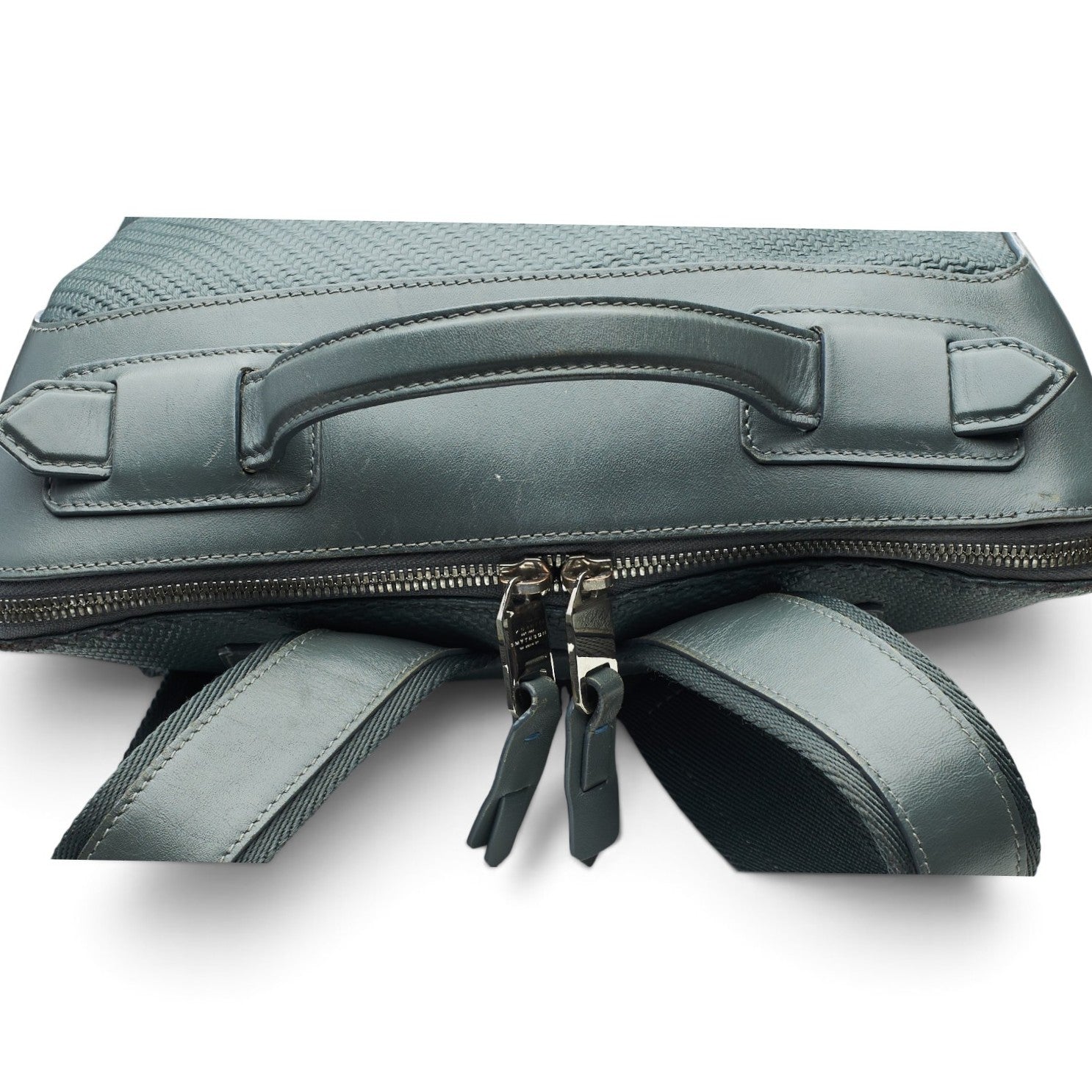 Smythson Panama sac à dos cuir gris ardoise