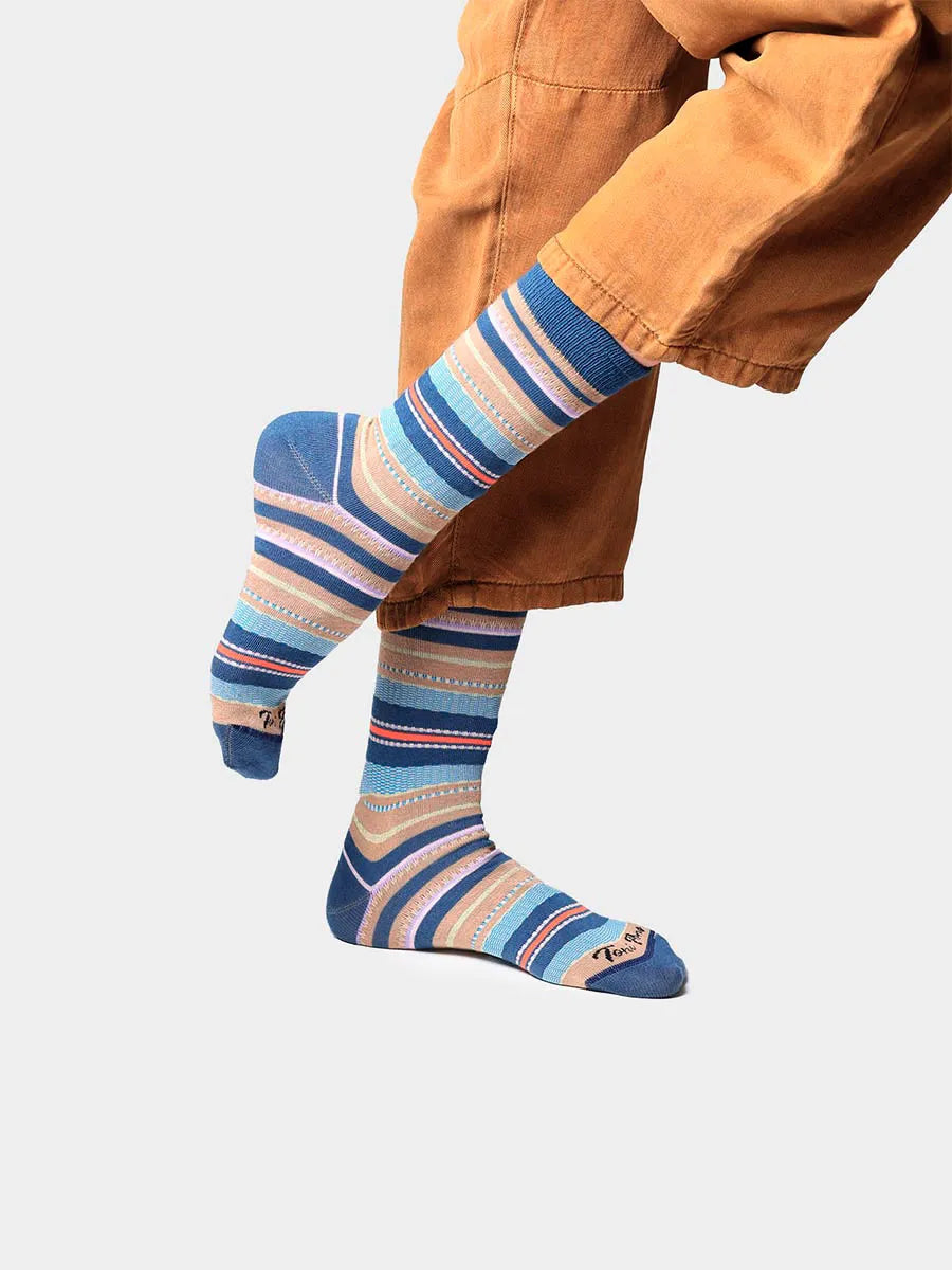 Toni Pons Quel-BR chaussettes coton rayées taupe