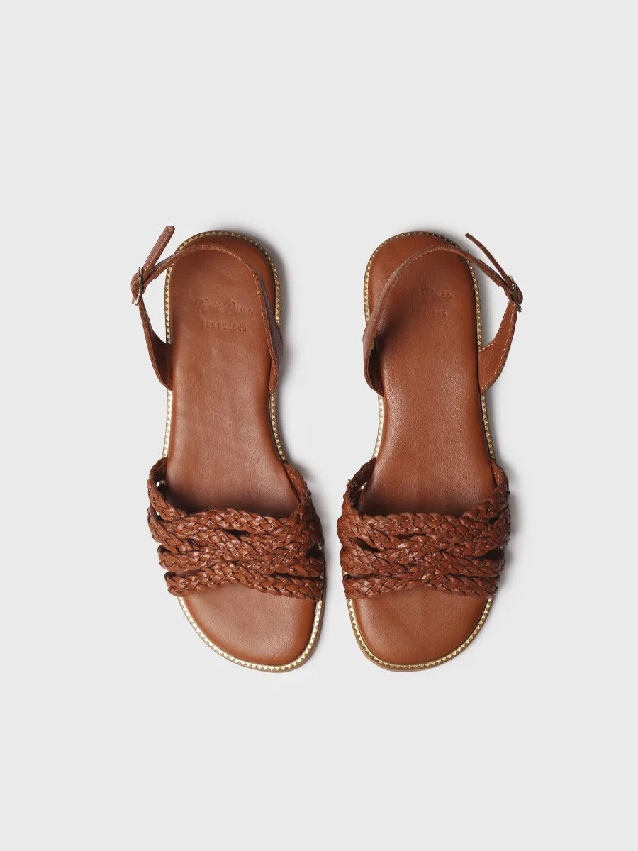 Toni Pons Berna sandale plate femme cuir tressé