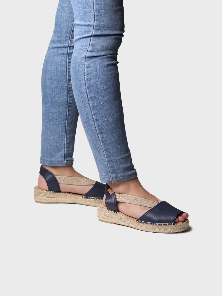 Toni Pons Tala espadrilles cuir marine pied large 3,5 cm