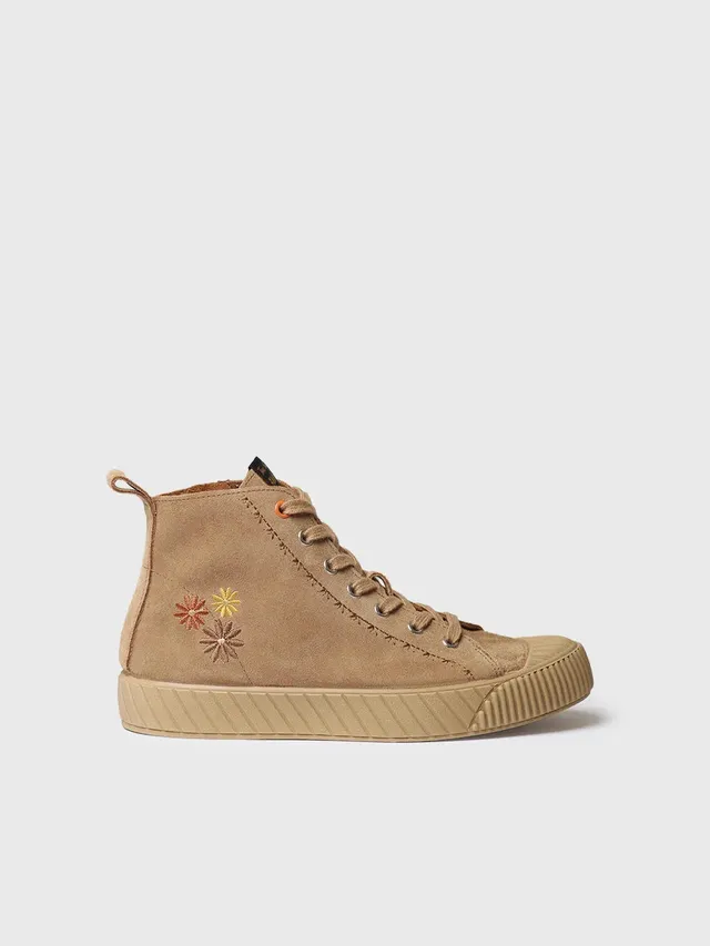 Toni Pons Gia-SF baskets montantes suède camel fleurs
