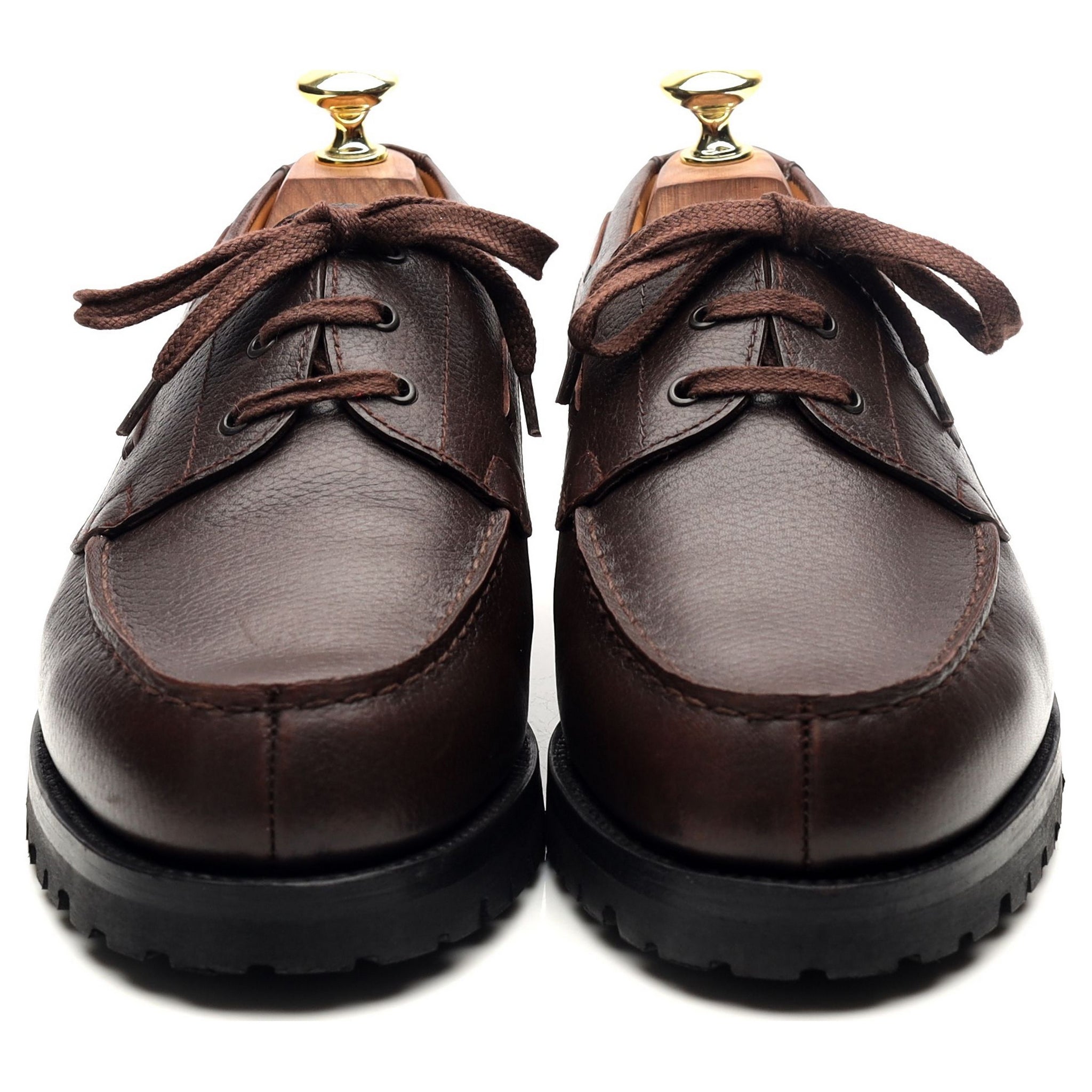 Beige Habilleur Derby bateau cuir marron UK 7.5