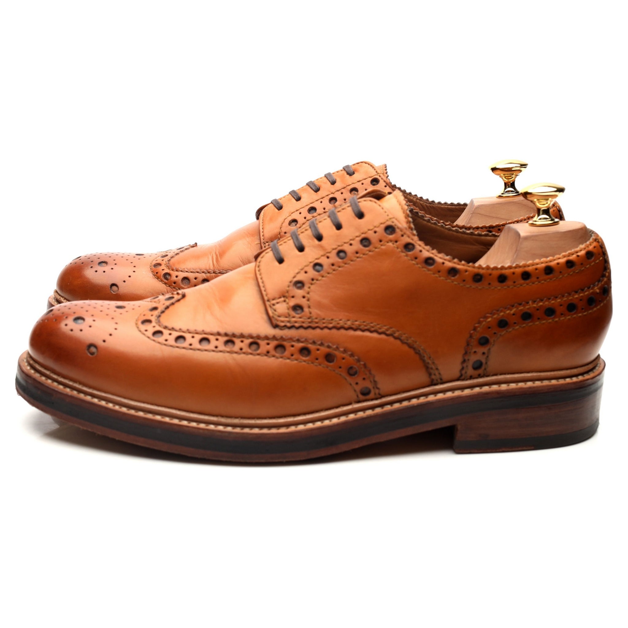 Grenson Archie derby brogues cuir camel UK 10 large