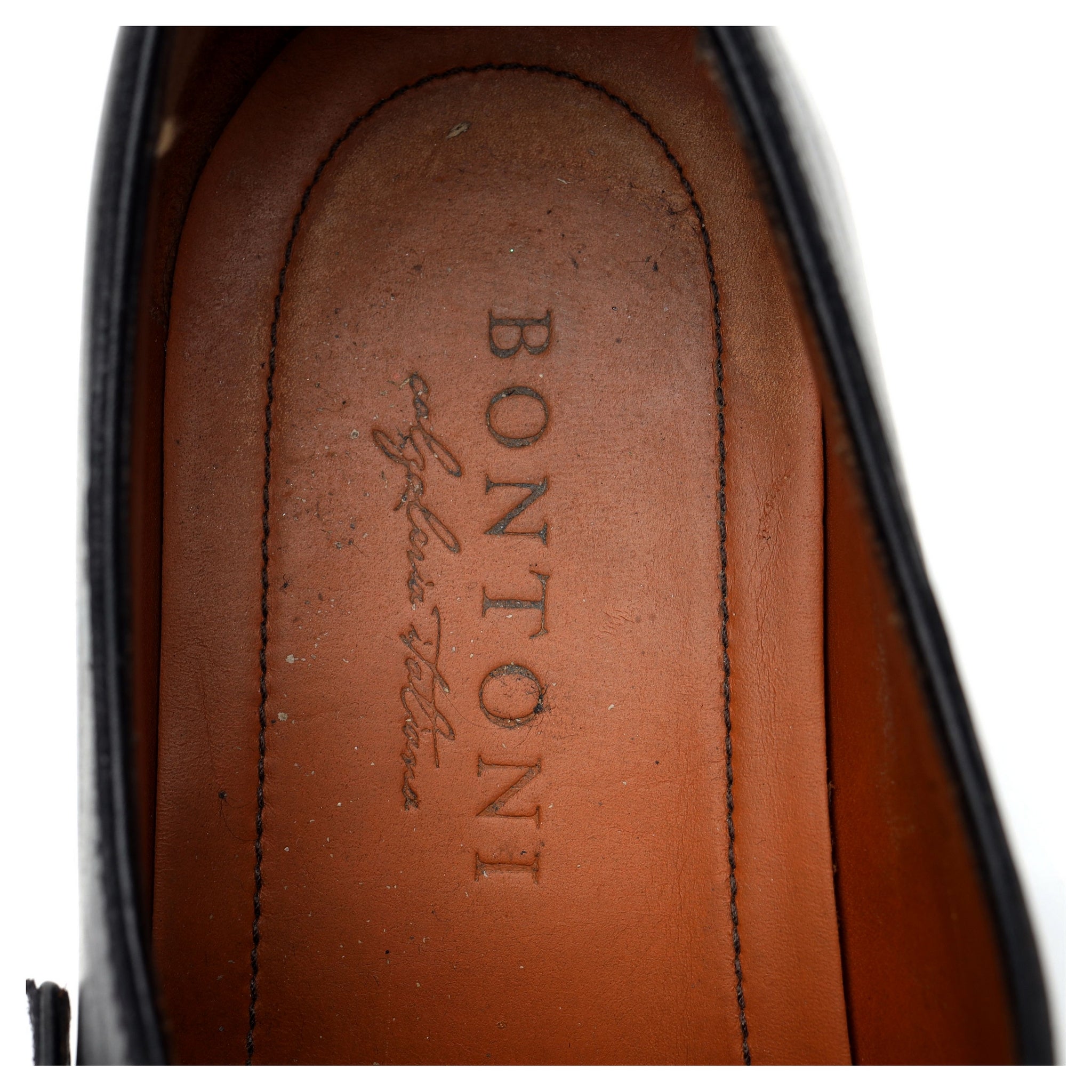 Bontoni chaussures monk boucle cuir noir UK 12