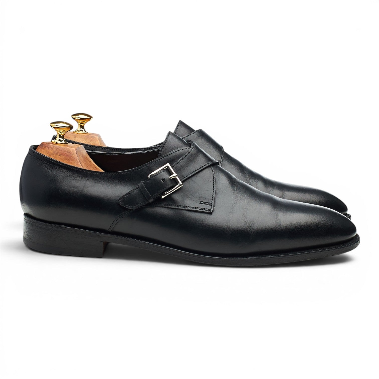 John Lobb Ashill monk cuir noir 11 large cousu Goodyear