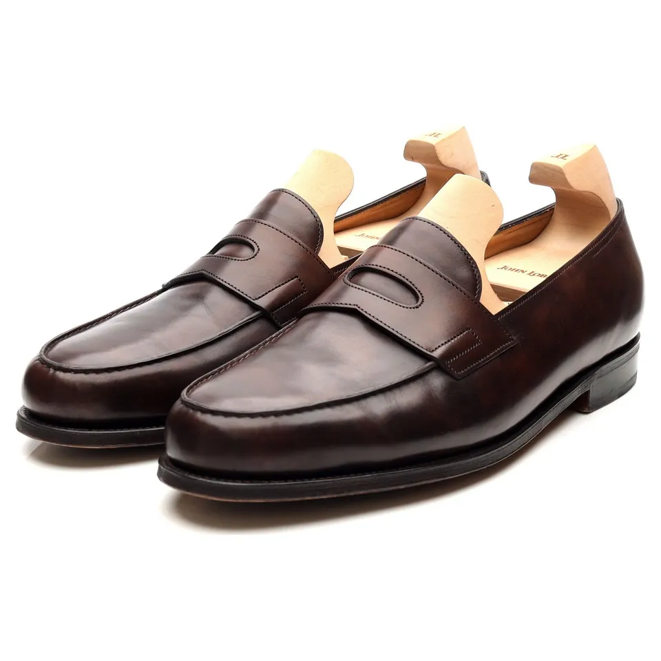 John Lobb Lopez mocassin cuir musée marron UK 8.5