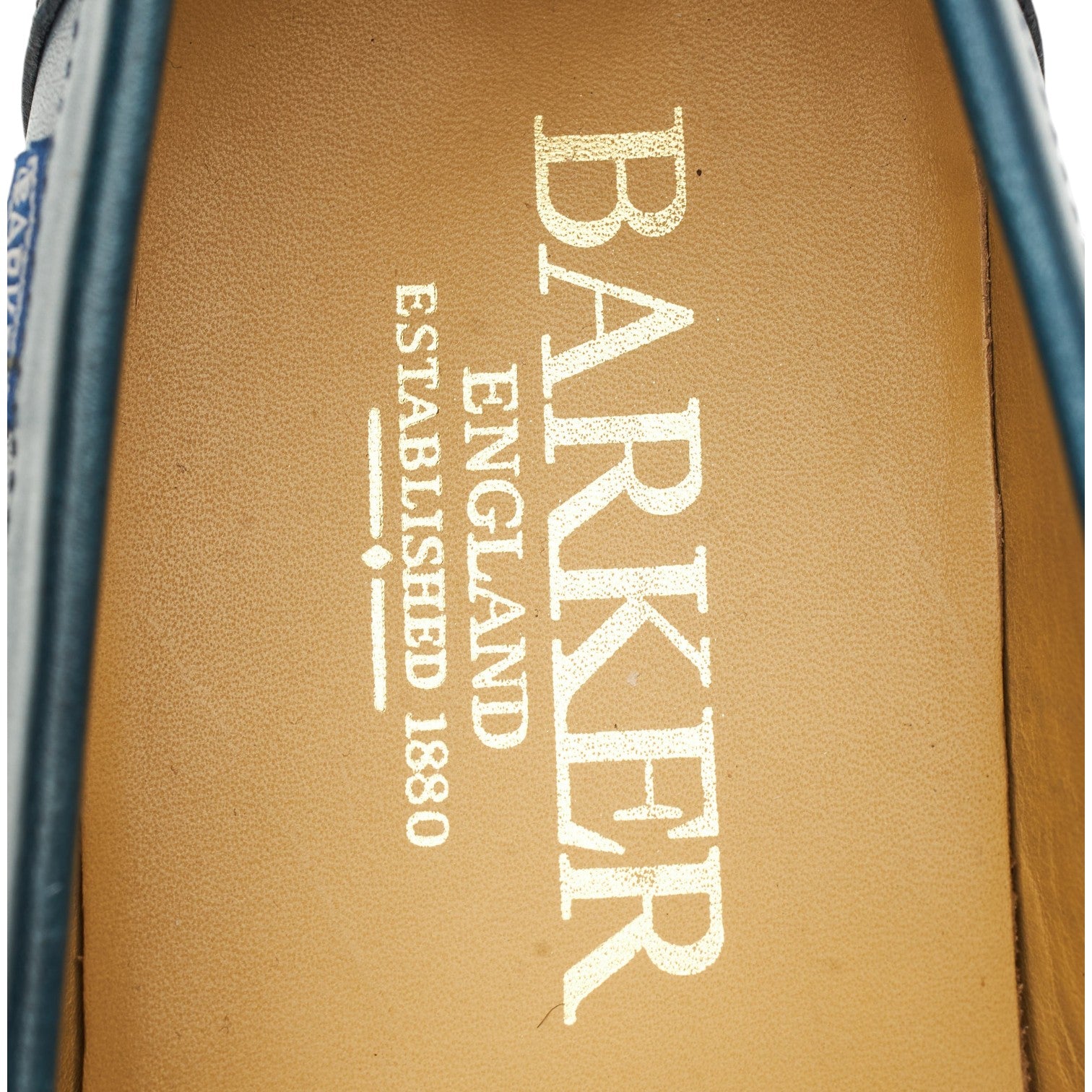 Barker Jamie mocassin driving cuir bleu UK 9