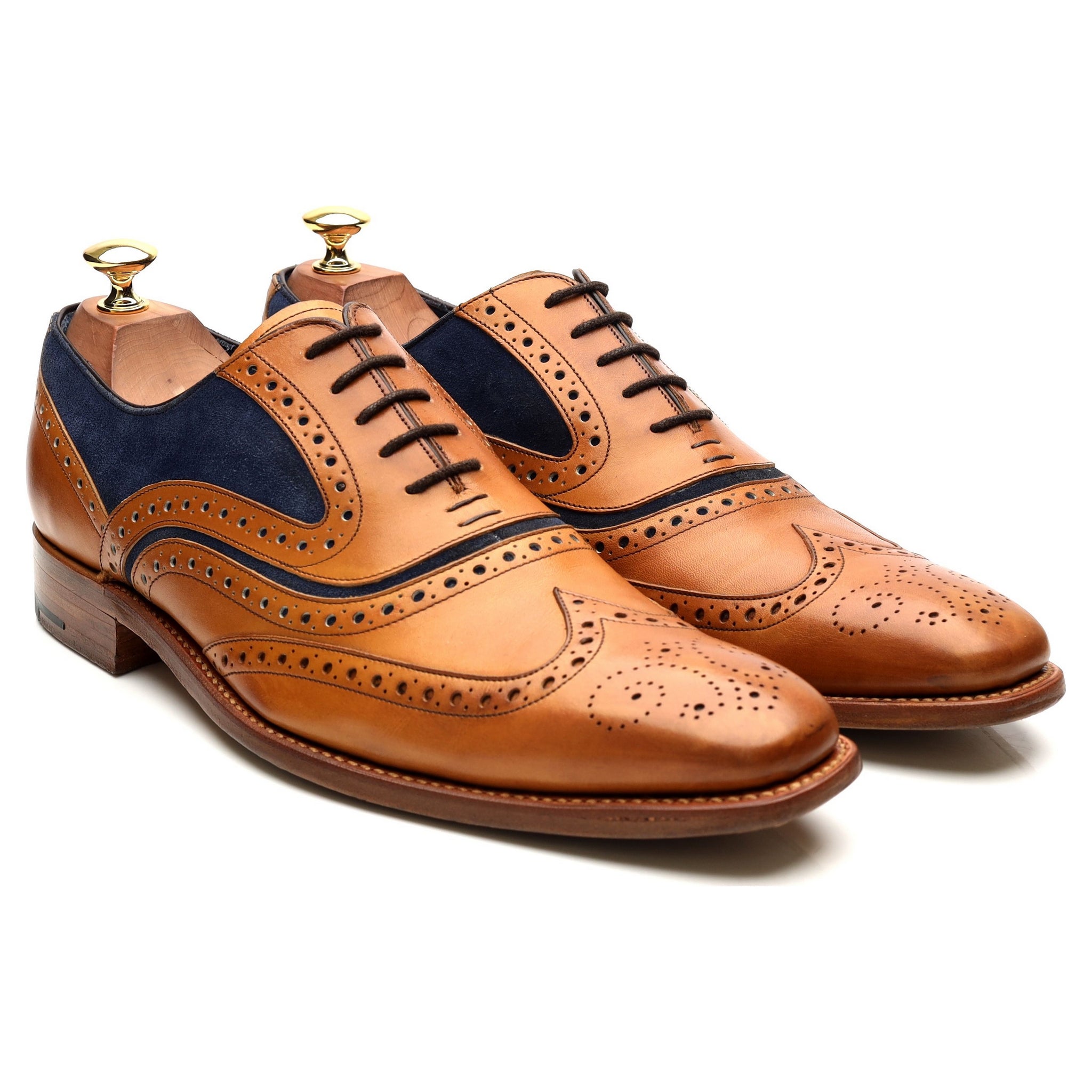 Barker McClean brogues cuir marron tan UK 9
