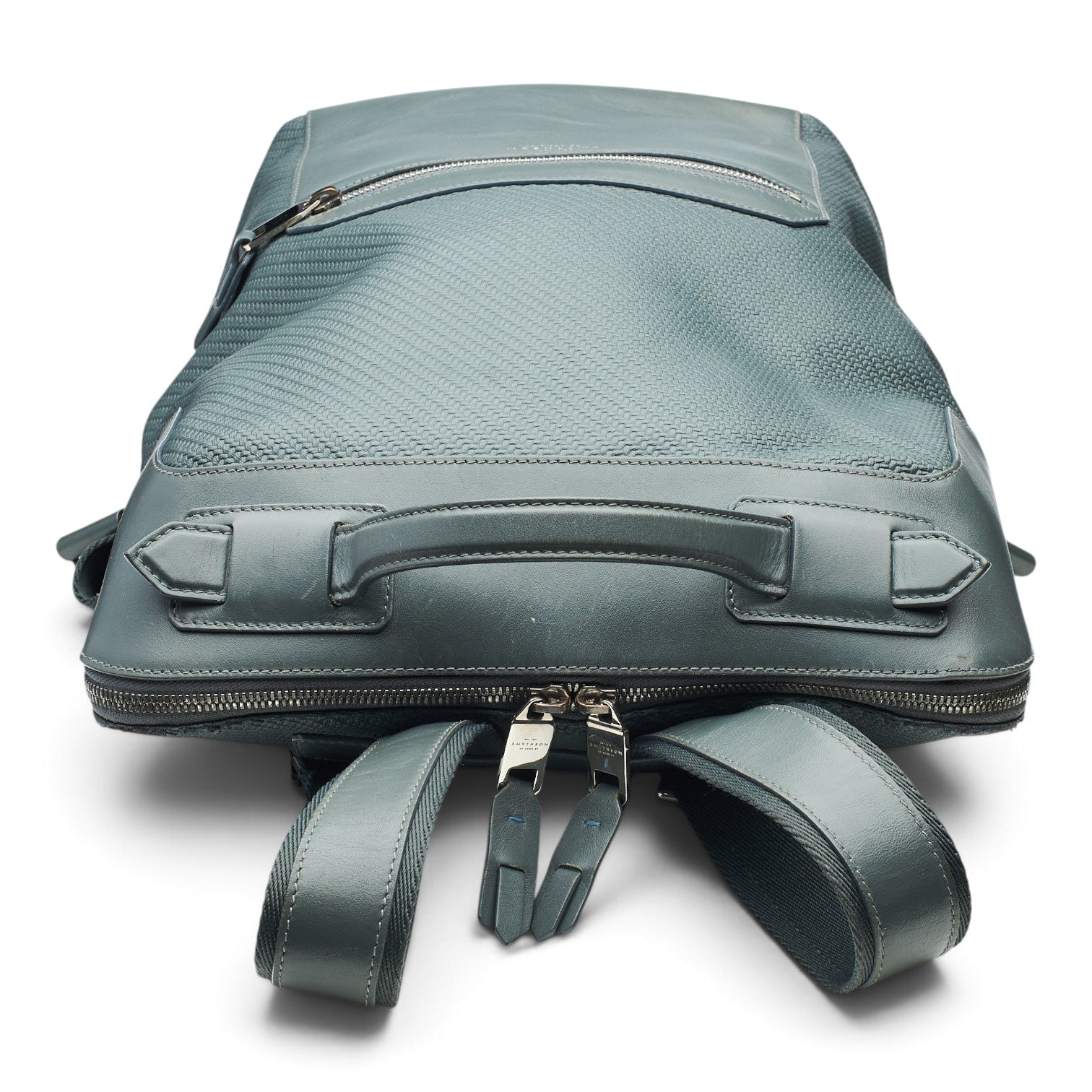 Smythson Panama sac à dos cuir gris ardoise