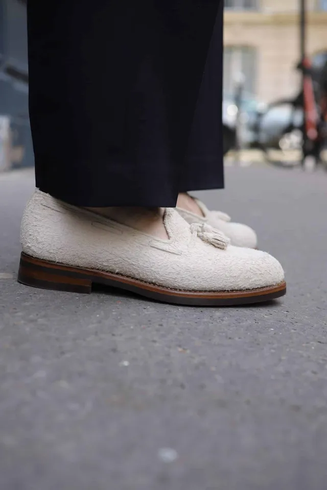 Malfroid Goodwood mocassins pompons daim cousu Goodyear