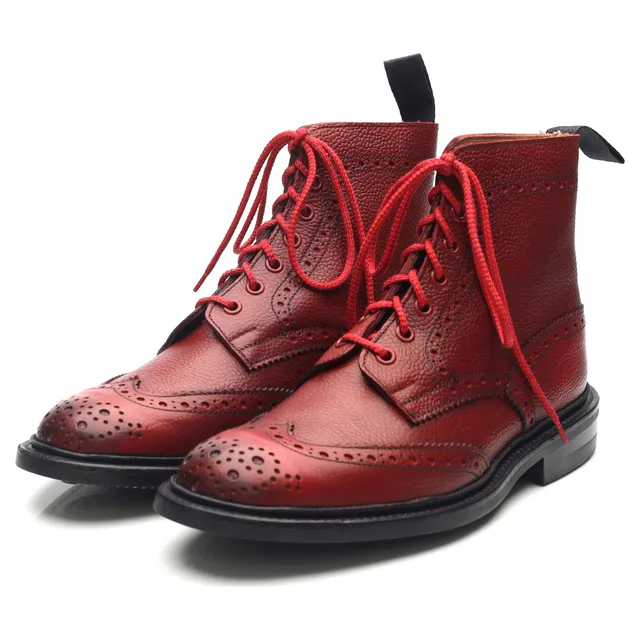 Tricker's Stow Bottes Brogues Cuir Rouge Dainite UK 6.5