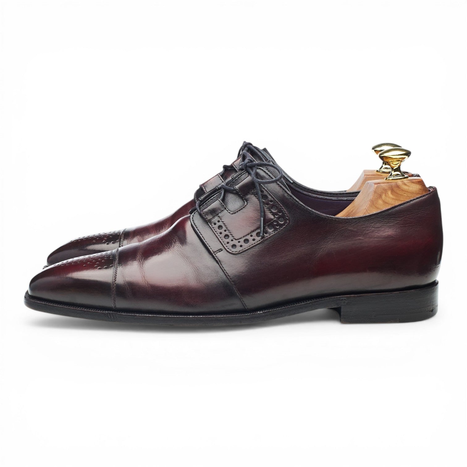 Berluti Derby cap toe cuir bordeaux 7,5