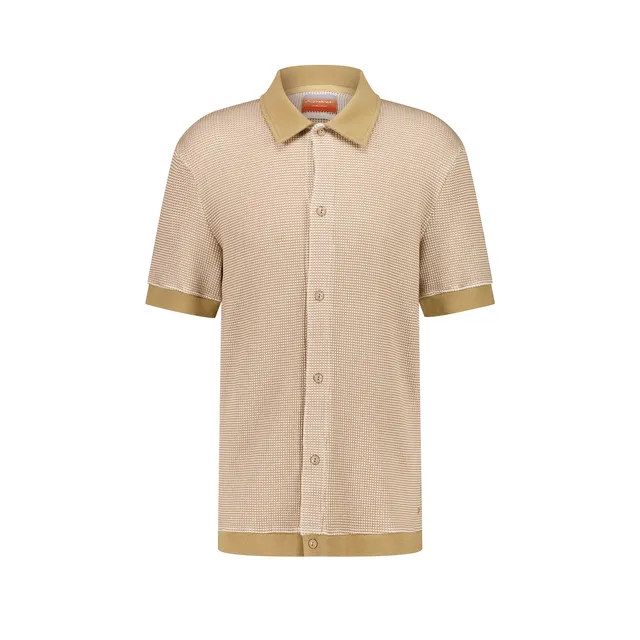 Rivieras Nid d'Abeille Bicolore chemise beige manches courtes