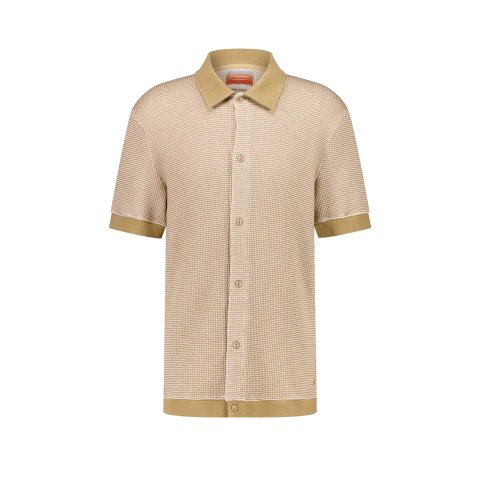 Rivieras Nid d'Abeille Bicolore chemise beige manches courtes