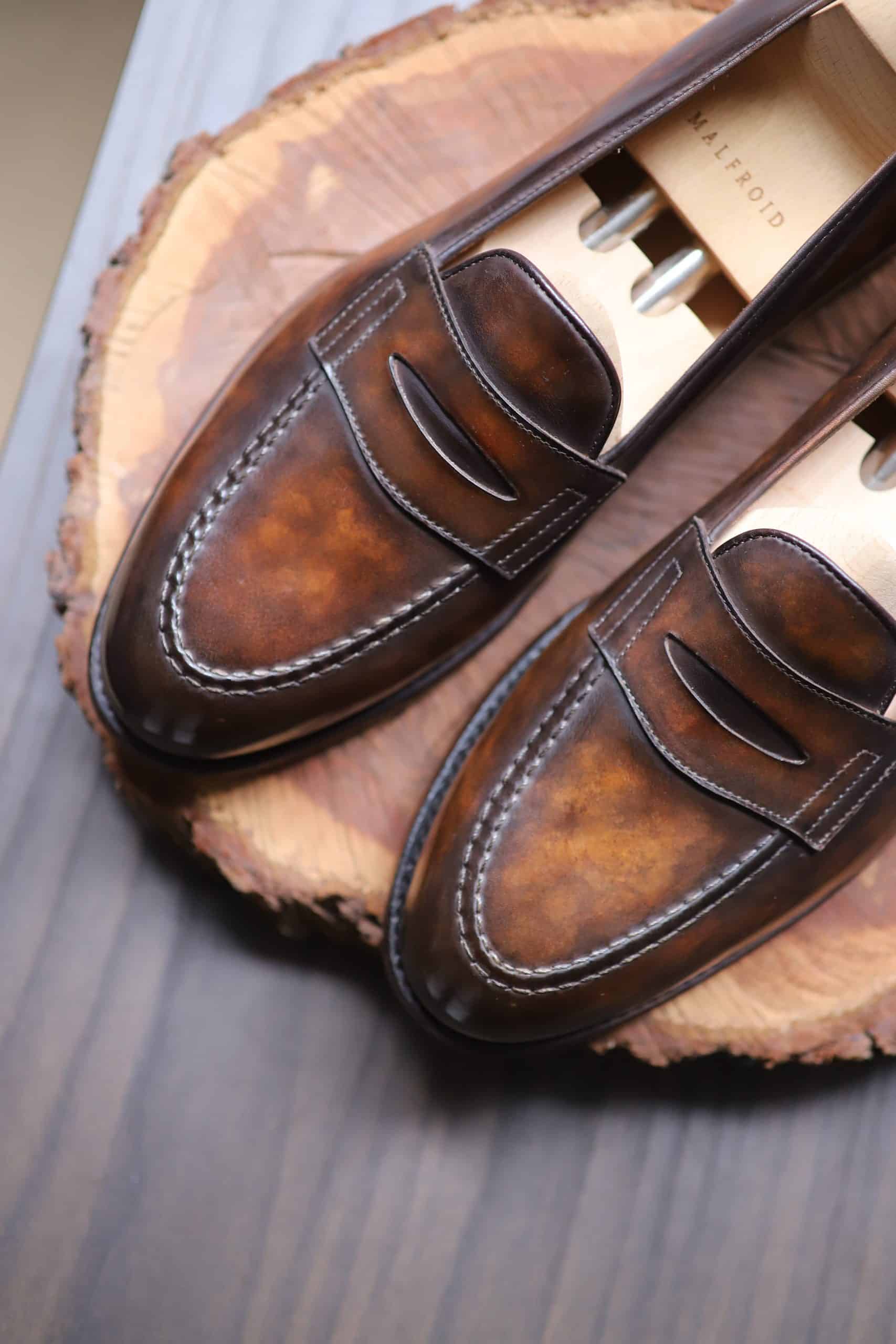 Malfroid Newport Superleggera mocassins cuir à patiner