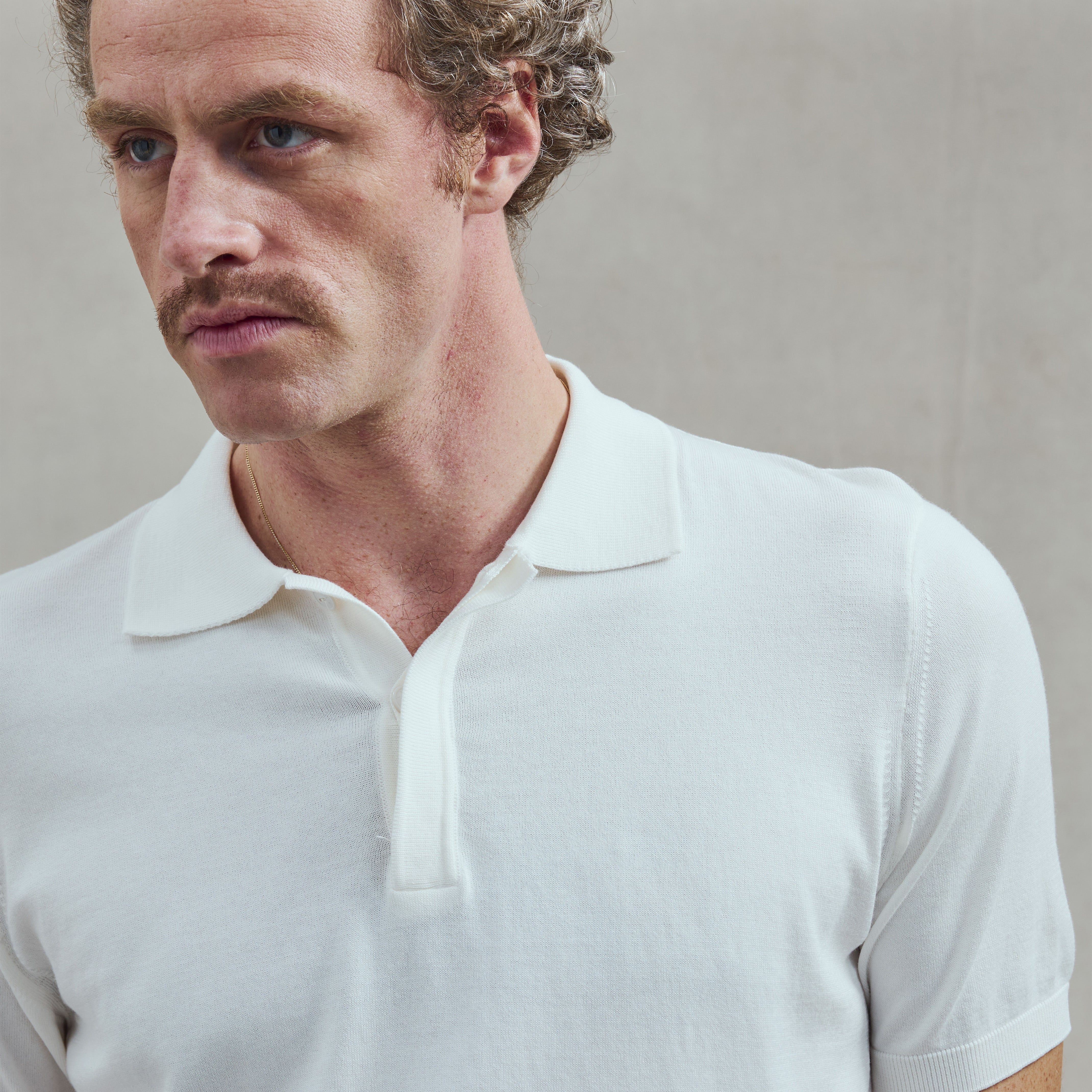 Rivieras PS04 polo maille écru coton boutoné